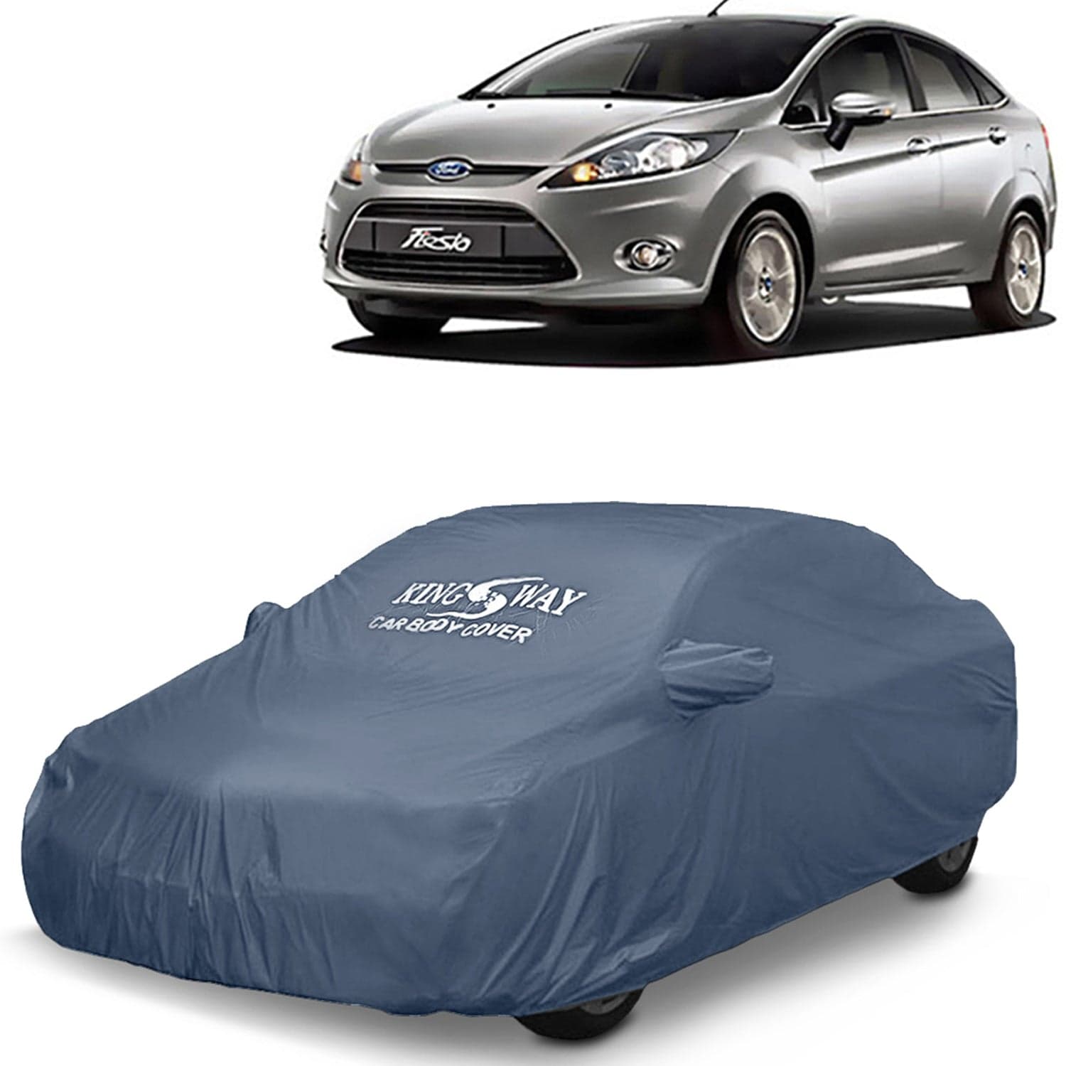 Fiesta Car Body Cover Dustproof with Mirror Pockets for (Year 2011 to 2021), Compatible with Ford Fiesta Car Cover, Comes with Bird Poop, Scratch, UV and Paint Protection, Grey Matty