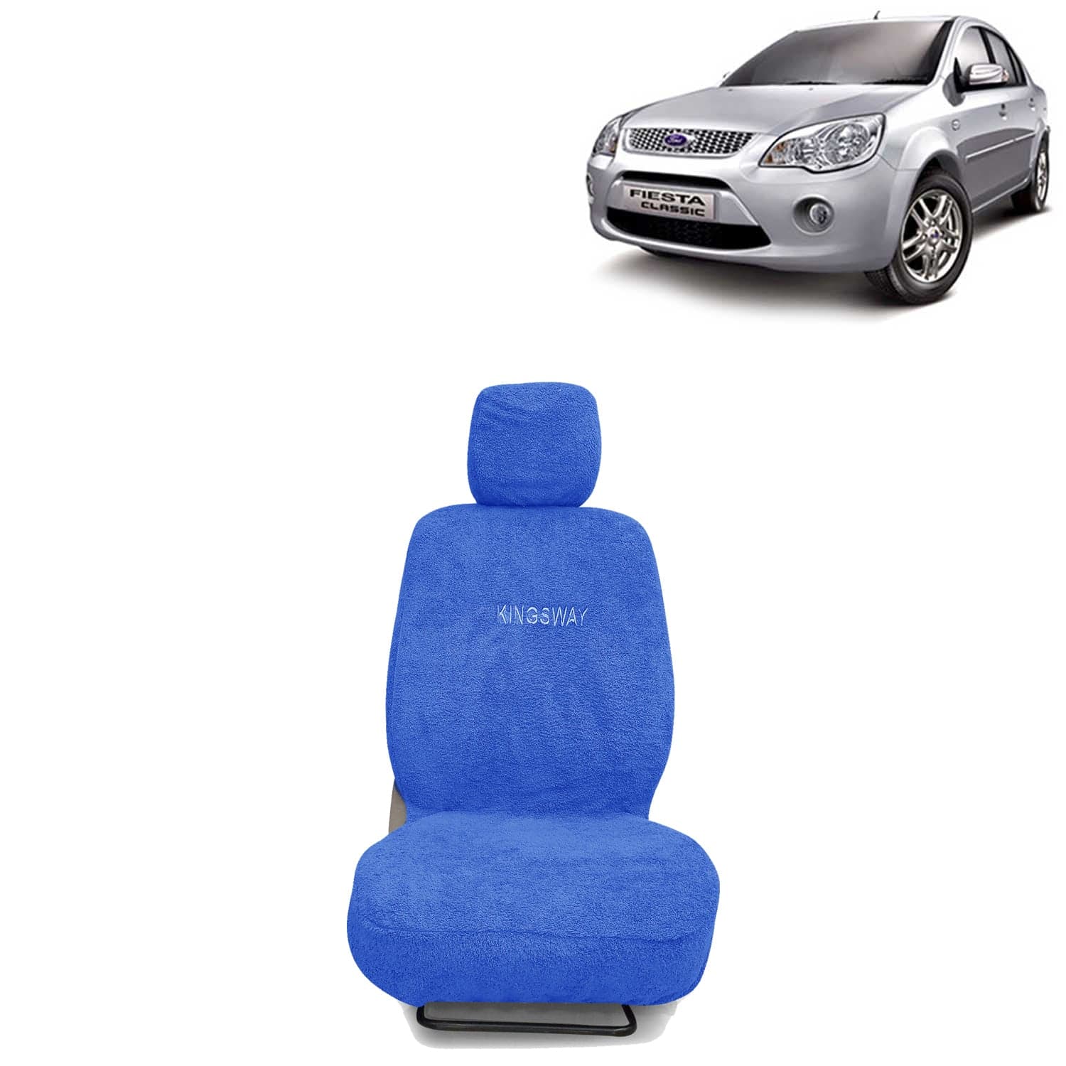 Fiesta Seat Cover for (Year 2005 to 2011) All Model, Towel Fabric Car Seat Covers Compatible with Ford Fiesta, Complete Set (Car Specific Front + Rear Seat Covers), Blue Color