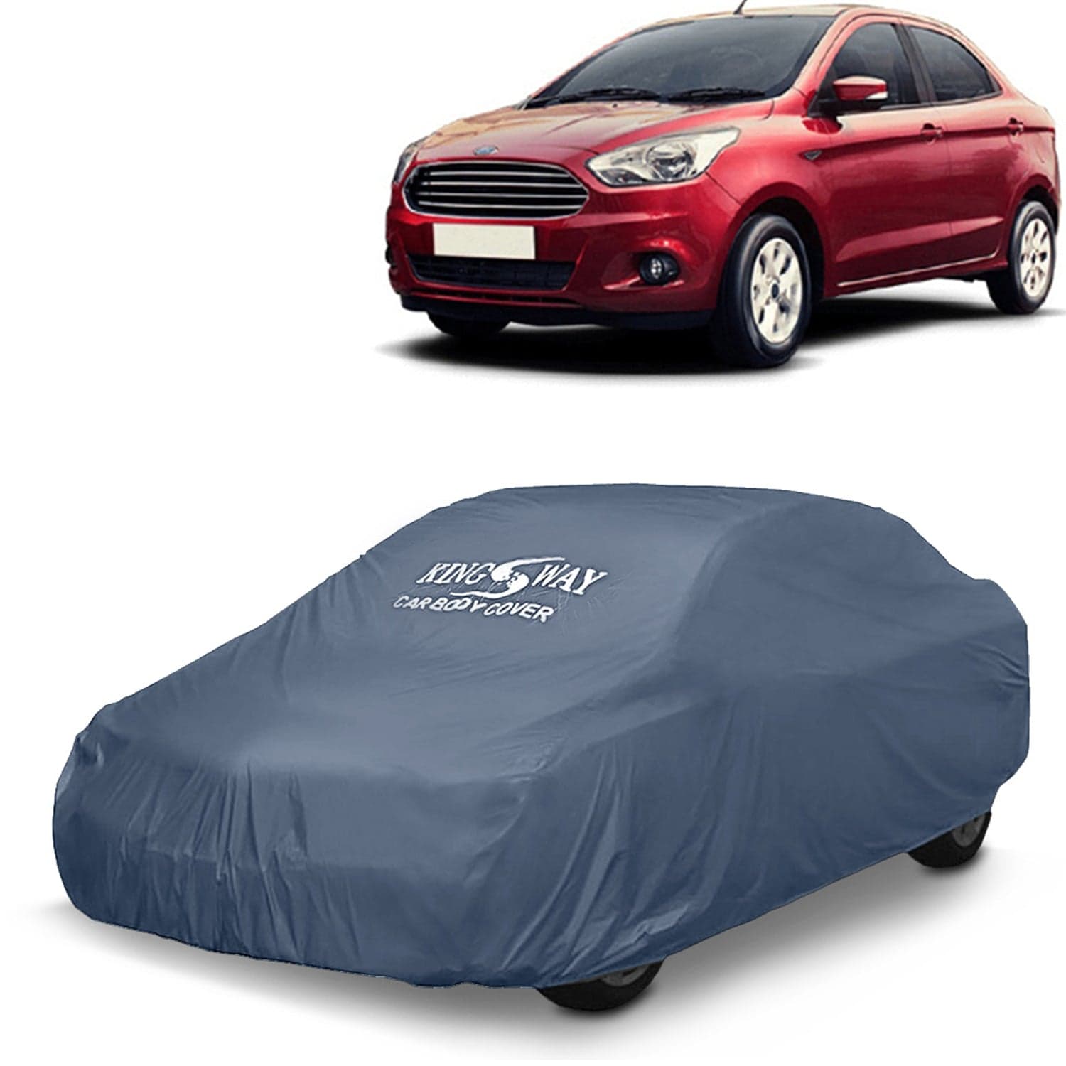Figo Aspire Car Body Cover Dustproof for (Year 2014 to 2021) All Model, Compatible with Ford Figo Aspire Car Cover, Comes with Bird Droppings, Scratch, UV and Paint Protection, Grey Matty