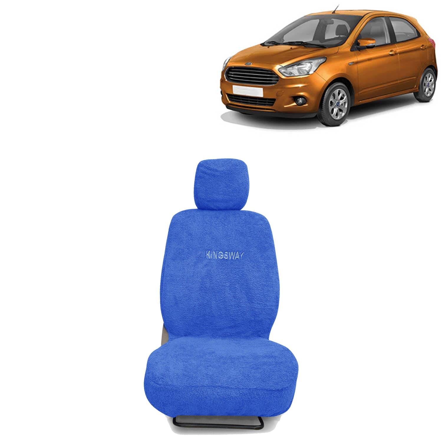 Figo Seat Cover for (Year 2014 to 2021) All Model, Towel Fabric Car Seat Covers Compatible with Ford Figo, Complete Set (Car Specific Front + Rear Seat Covers), Blue Color