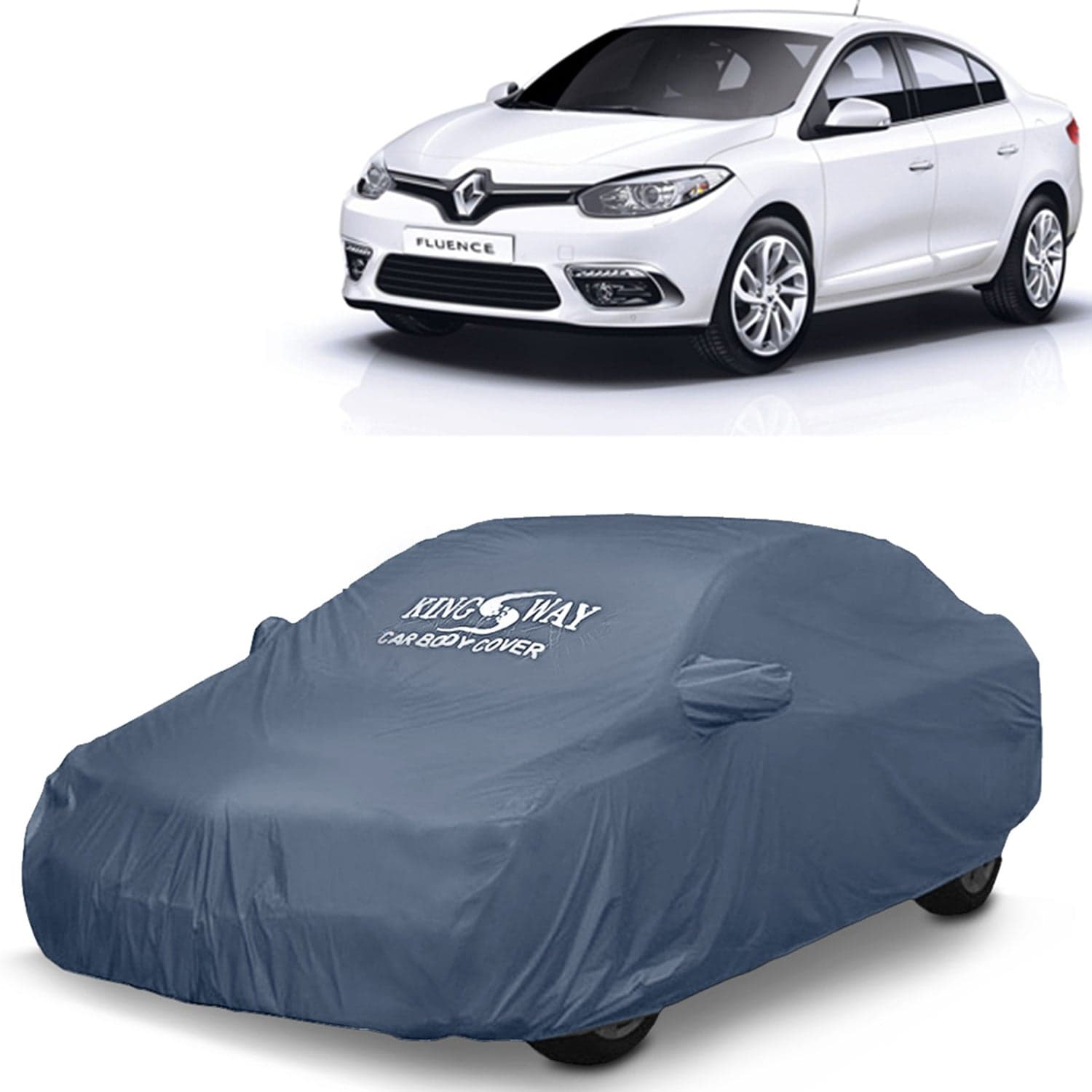 Fluence Car Body Cover Dustproof with Mirror Pockets for (Year 2012 to 2017), Compatible with Renault Fluence Car Cover, Comes with Bird Poop, Scratch, UV and Paint Protection, Grey Matty