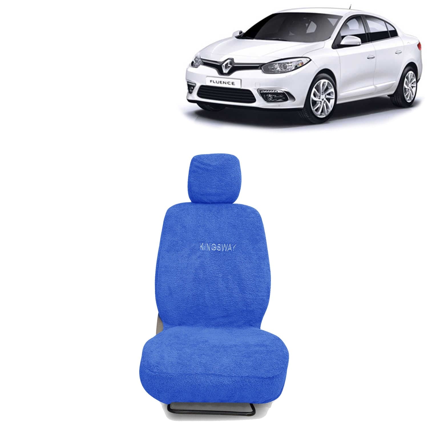 Fluence Seat Cover for (Year 2012 to 2017) All Model, Towel Fabric Car Seat Covers Compatible with Renault Fluence, Complete Set (Car Specific Front + Rear Seat Covers), Blue Color