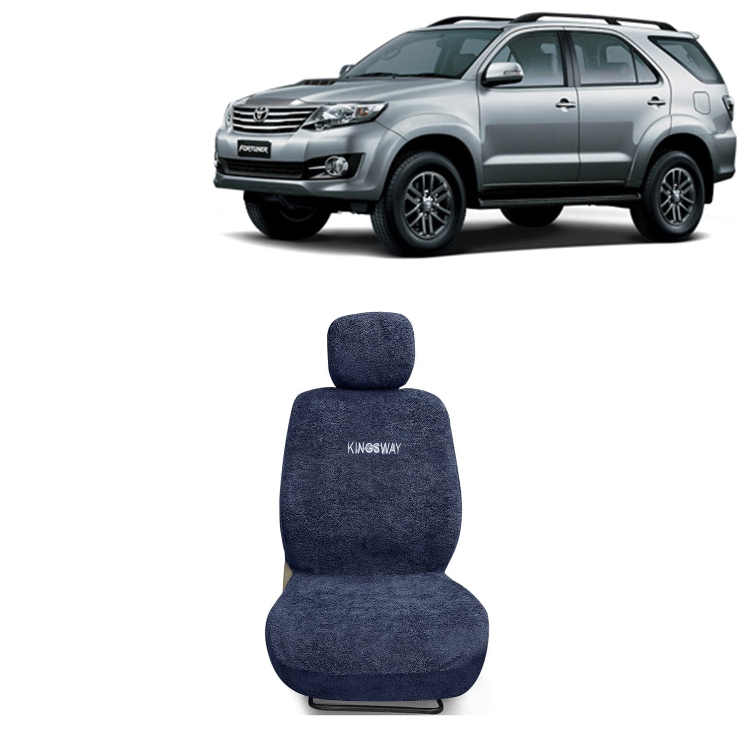 Fortuner Seat Cover for (Year 2008 to 2017) All Model, Towel Fabric Car Seat Covers Compatible with Toyota Fortuner, Complete Set (Car Specific Front + Rear Seat Covers), Grey Color