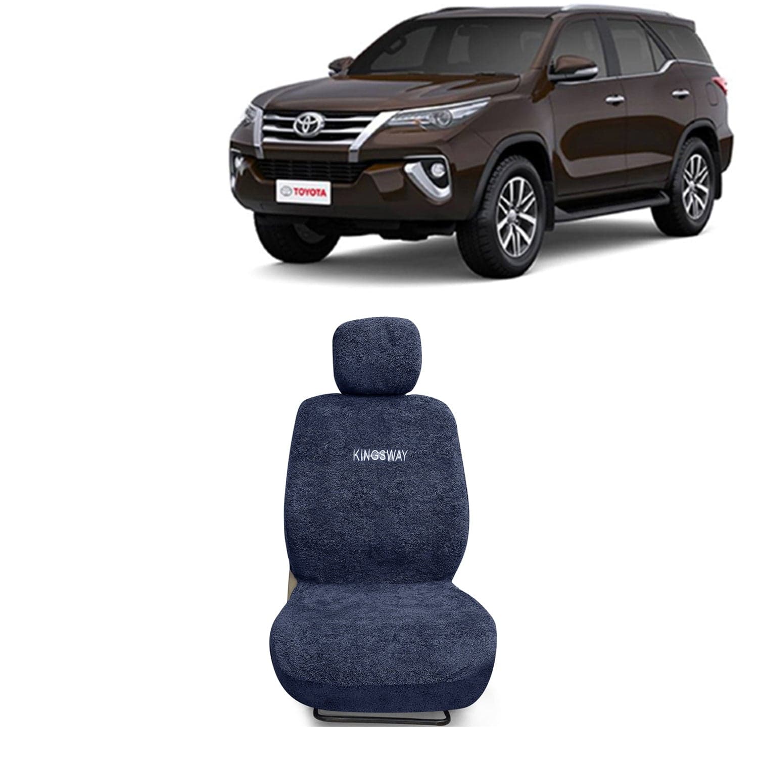 Fortuner Seat Cover for (Year 2017 to 2020) All Model, Towel Fabric Car Seat Covers Compatible with Toyota Fortuner, Complete Set (Car Specific Front + Rear Seat Covers), Grey Color