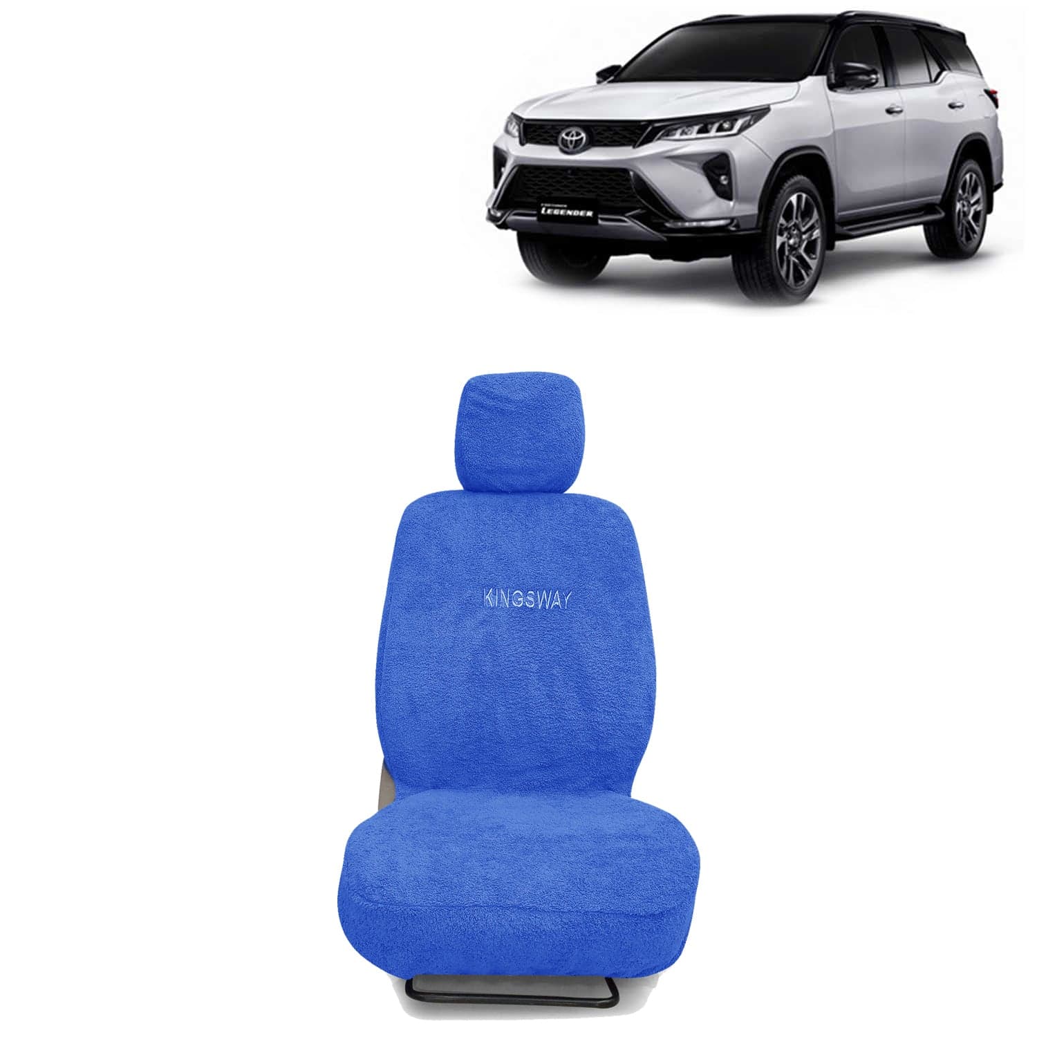 Fortuner Seat Cover for (Year 2021 Onwards) All Model, Towel Fabric Car Seat Covers Compatible with Toyota Fortuner, Complete Set (Car Specific Front + Rear Seat Covers), Blue Color