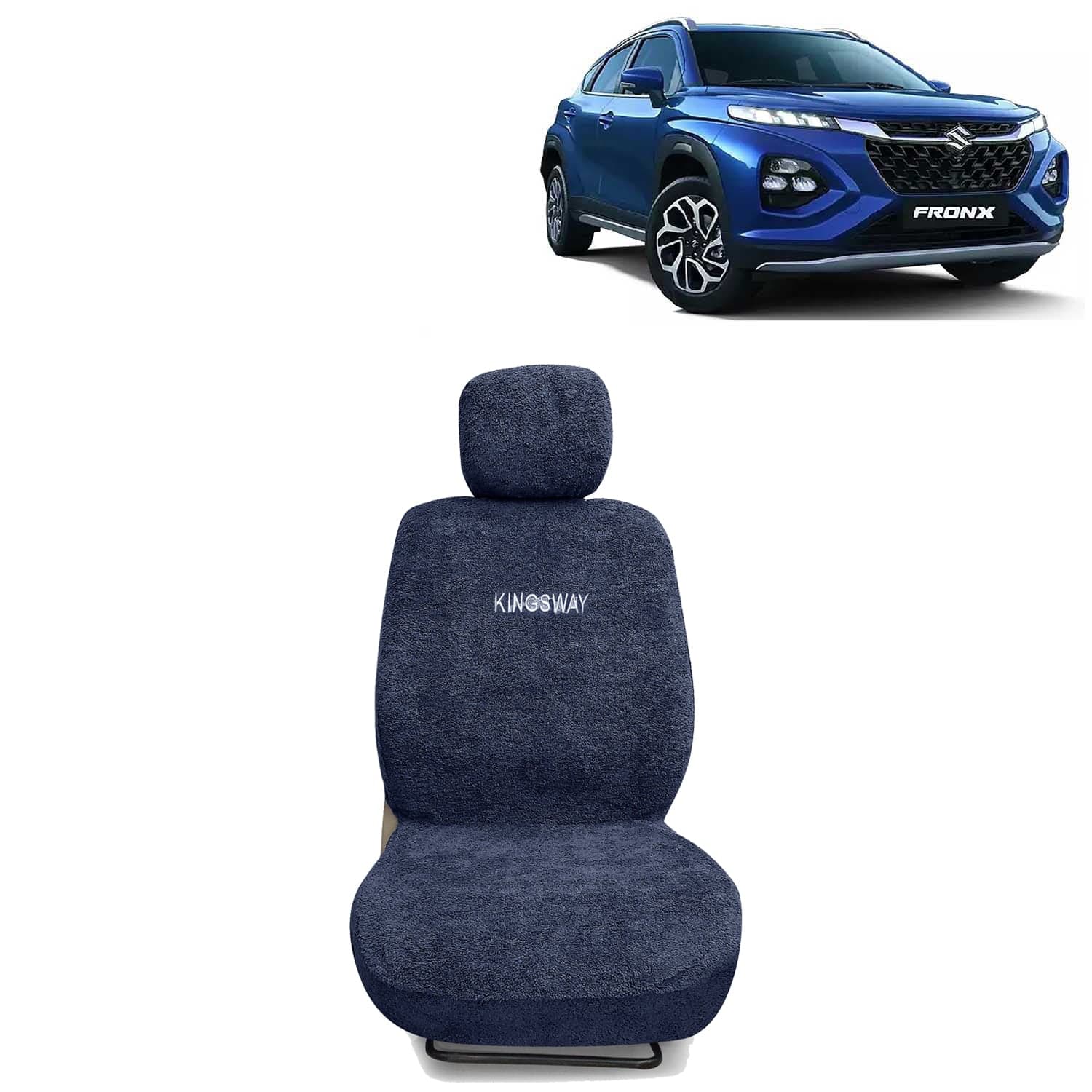 Fronx Seat Cover for (Year 2023 Onwards) All Model, Towel Fabric Car Seat Covers Compatible with Maruti Suzuki Fronx, Complete Set (Car Specific Front + Rear Seat Covers), Grey Color