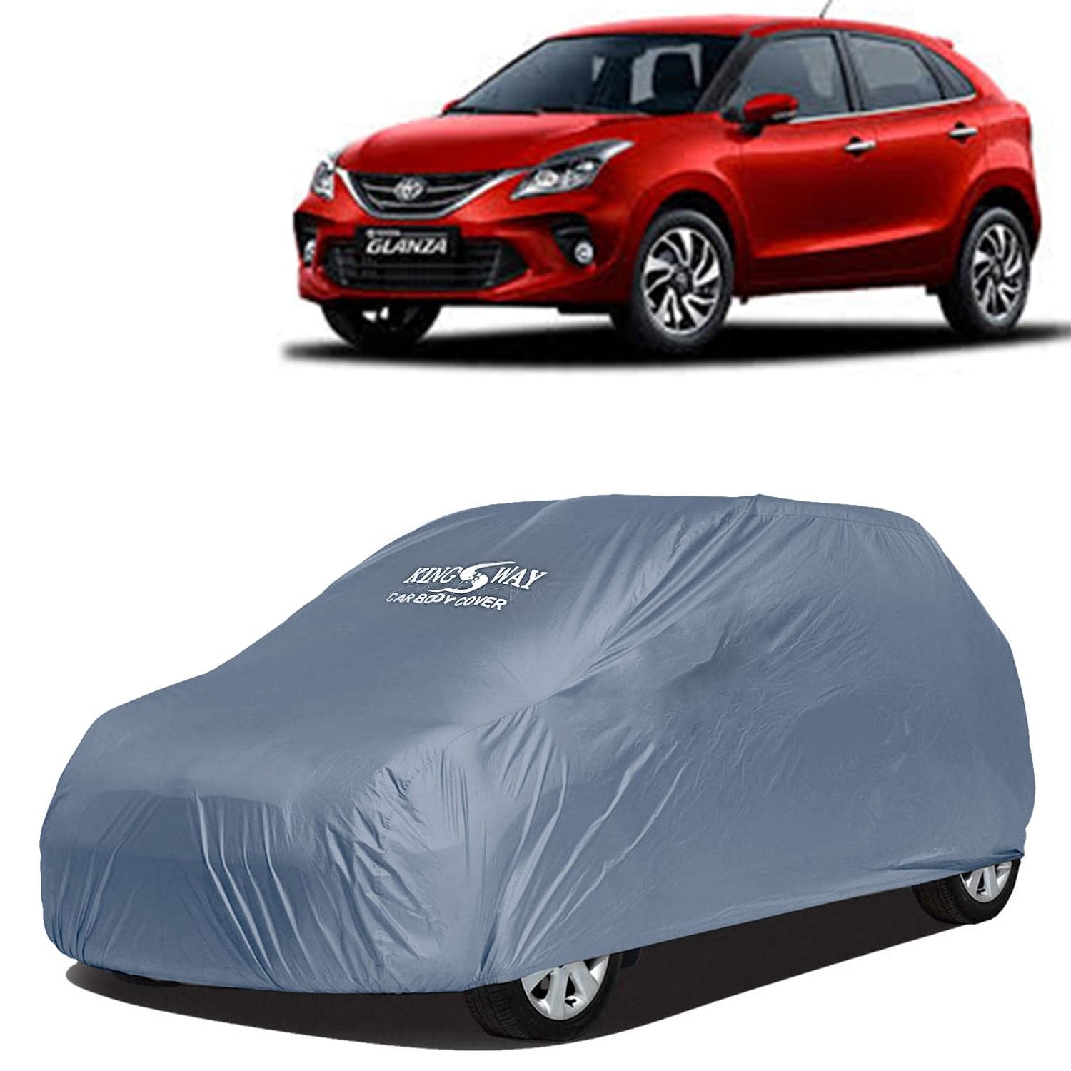 Glanza Car Body Cover Dustproof for (Year 2019 to 2022) All Model, Compatible with Toyota Glanza Car Cover, Comes with Bird Droppings, Scratch, UV and Paint Protection, Grey Matty