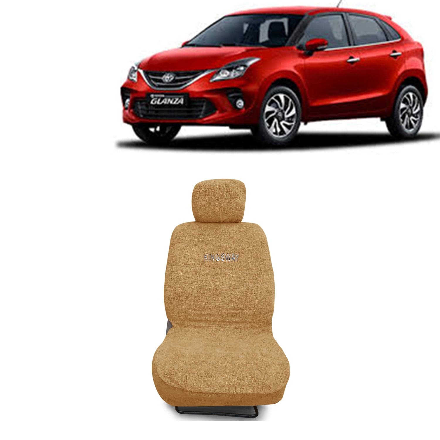Glanza Seat Cover for (Year 2019 to 2022) All Model, Towel Fabric Car Seat Covers Compatible with Toyota Glanza, Complete Set (Car Specific Front + Rear Seat Covers), Beige Color