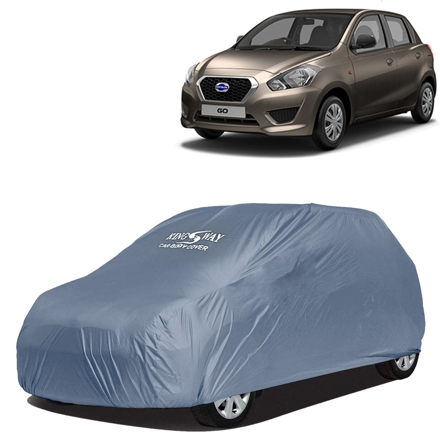 Go Car Body Cover Dustproof for (Year 2014 to 2020) All Model, Compatible with Datsun Go Car Cover, Comes with Bird Droppings, Scratch, UV and Paint Protection, Grey Matty