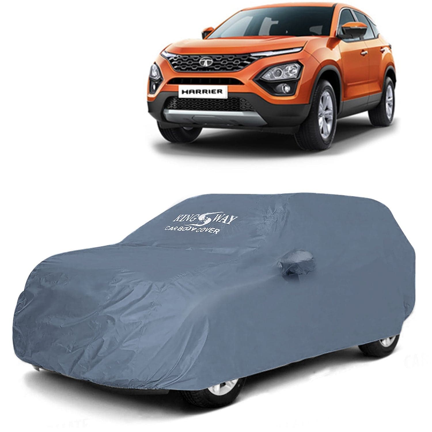 Harrier Car Body Cover Dustproof with Mirror Pockets for (Year 2019 to 2023), Compatible with Tata Harrier Car Cover, Comes with Bird Poop, Scratch, UV and Paint Protection, Grey Matty