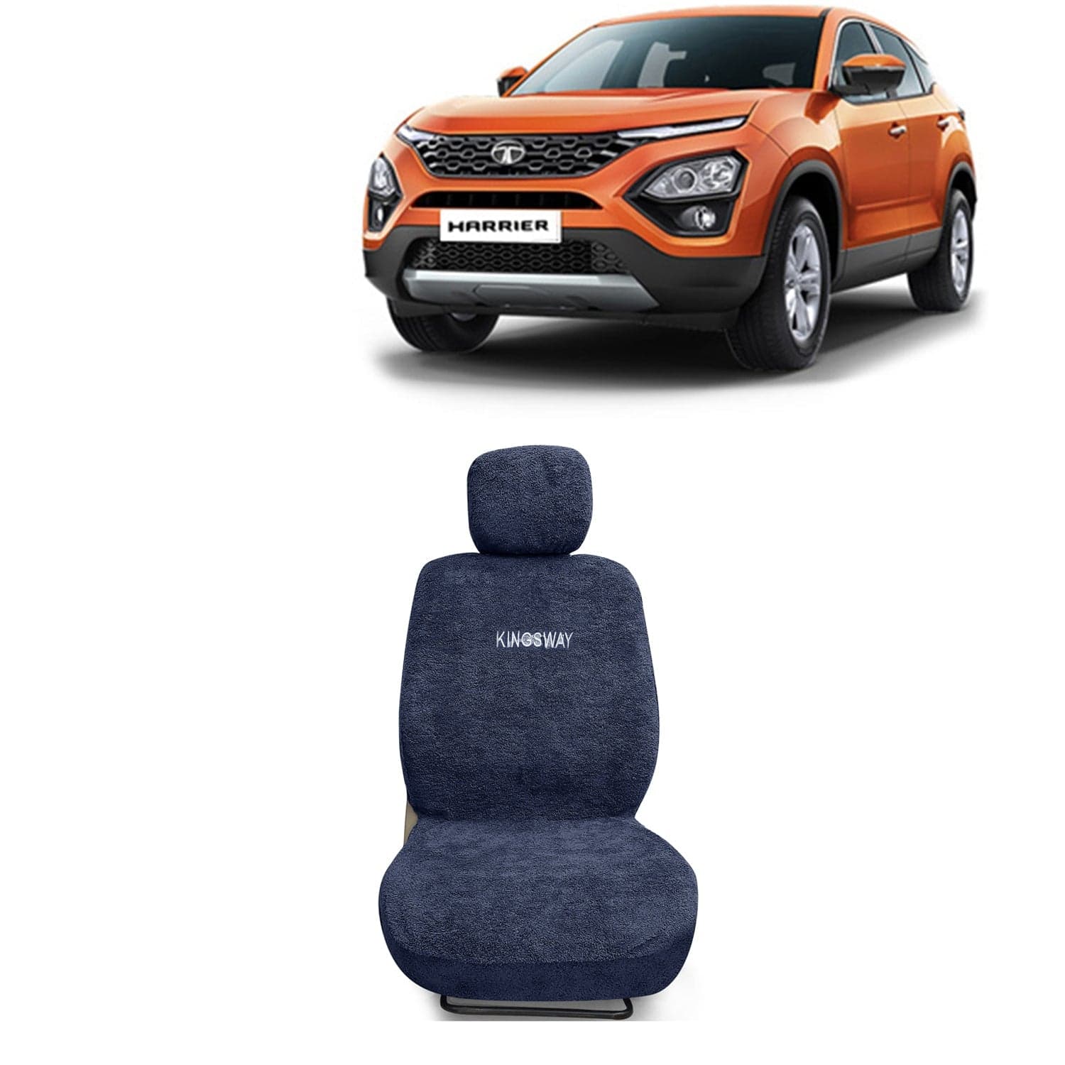 Harrier Seat Cover for (Year 2019 to 2023) All Model, Towel Fabric Car Seat Covers Compatible with Tata Harrier, Complete Set (Car Specific Front + Rear Seat Covers), Grey Color