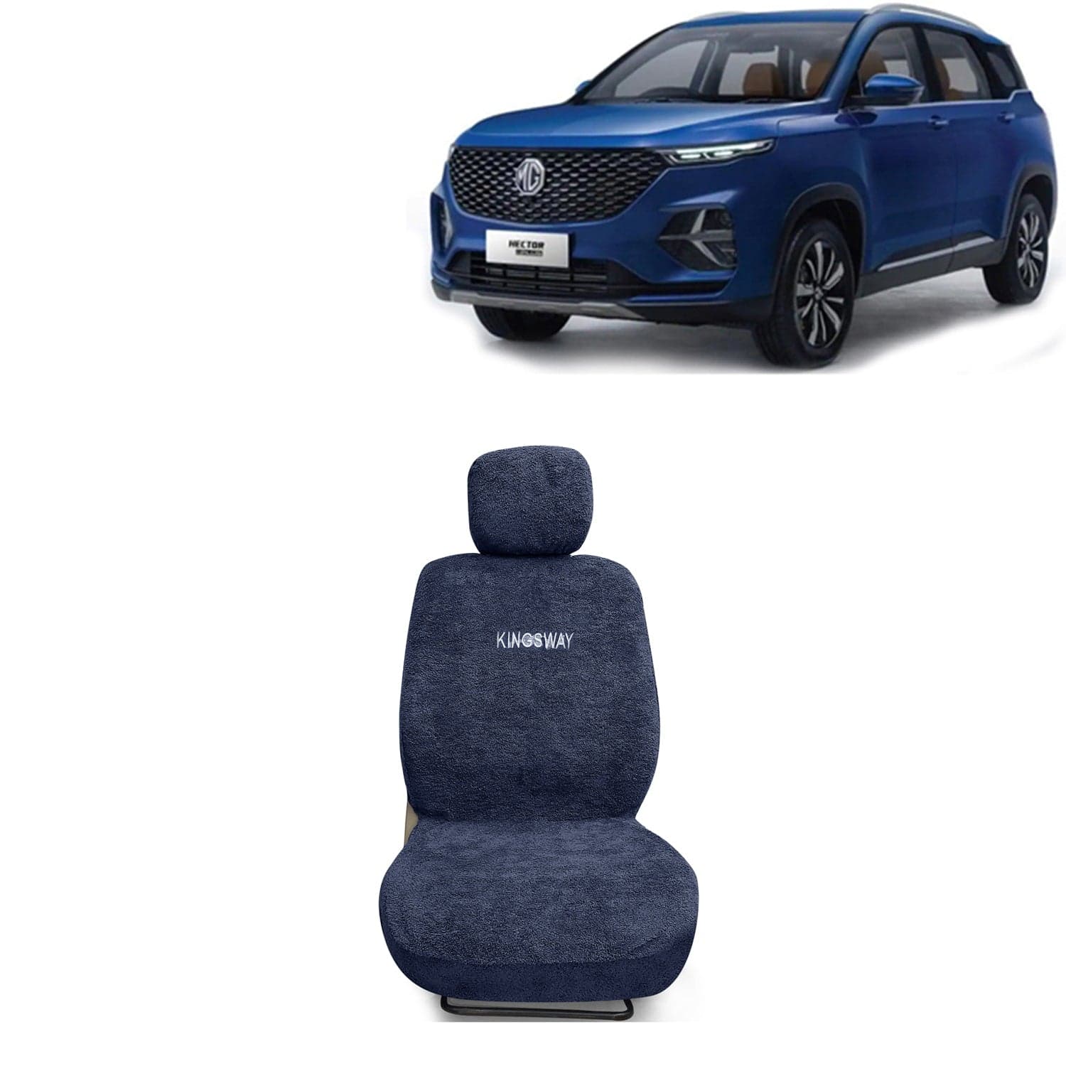 Hector Plus Seat Cover for (Year 2020 Onwards), Towel Fabric Car Seat Covers Compatible with Morris Garages (MG) Hector Plus (Car Specific Set Front + Rear Seat Covers), Grey Color