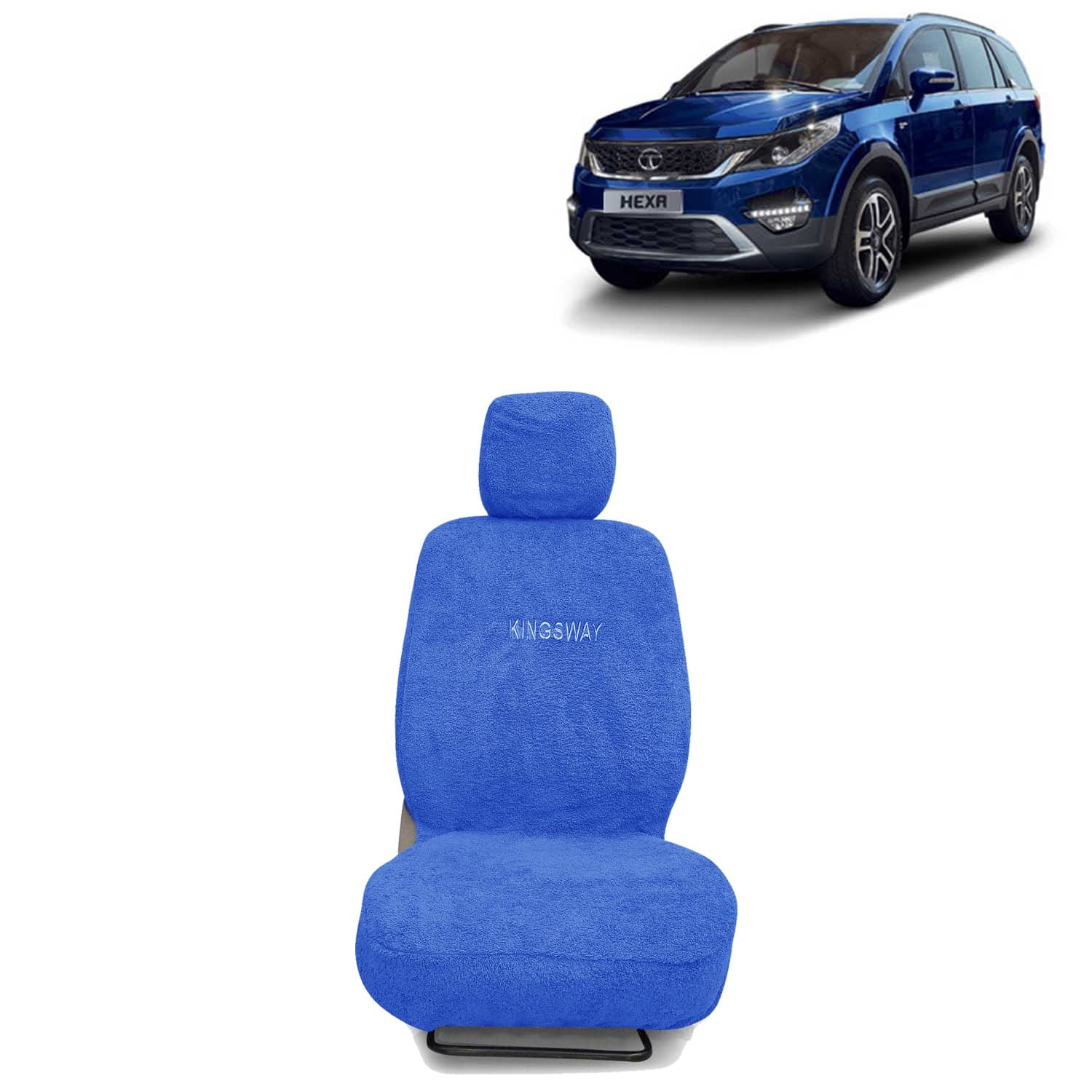 Hexa Seat Cover for (Year 2016 to 2020) All Model, Towel Fabric Car Seat Covers Compatible with Tata Hexa, Complete Set (Car Specific Front + Rear Seat Covers), Blue Color