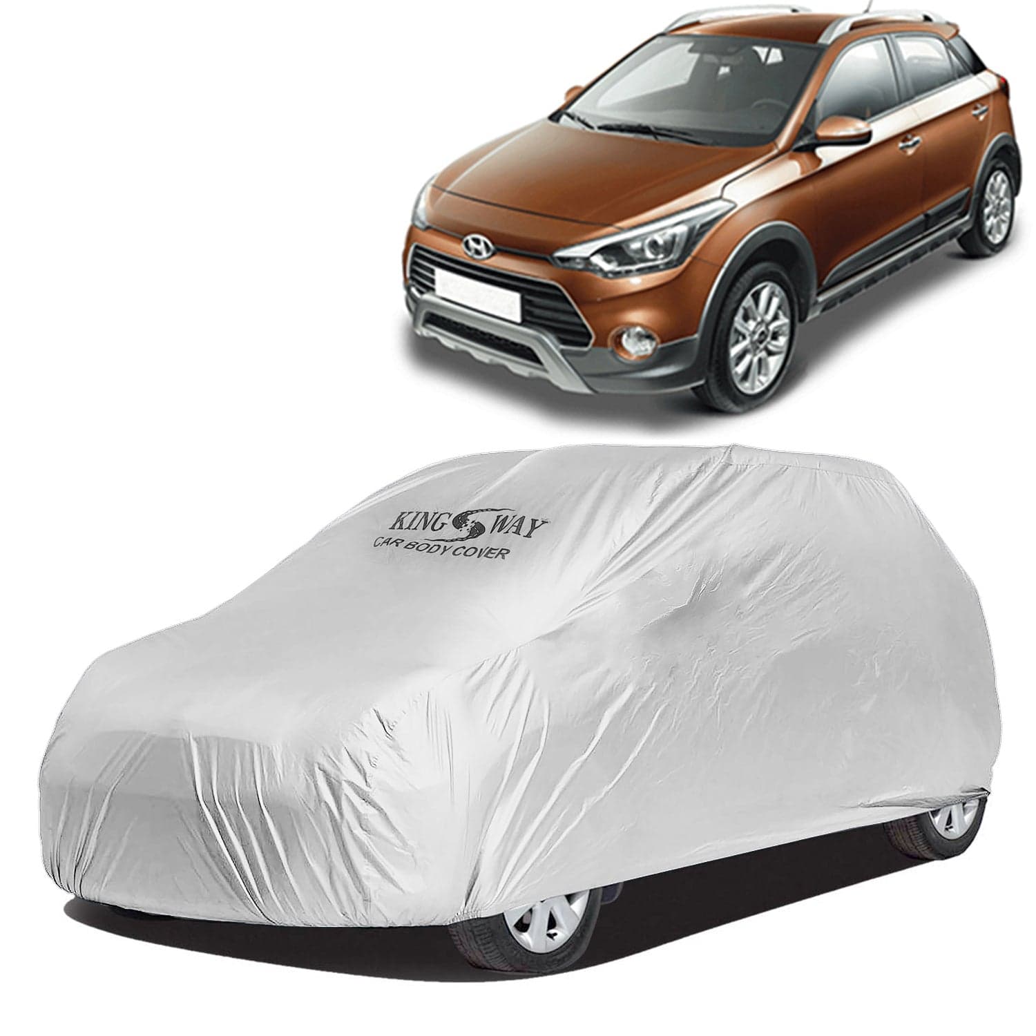 I20 Active Car Body Cover Dustproof for (Year 2015 to 2020) All Model, Compatible with Hyundai I20 Active Car Cover, Comes with Bird Droppings, Scratch, UV and Paint Protection, Silver Matty