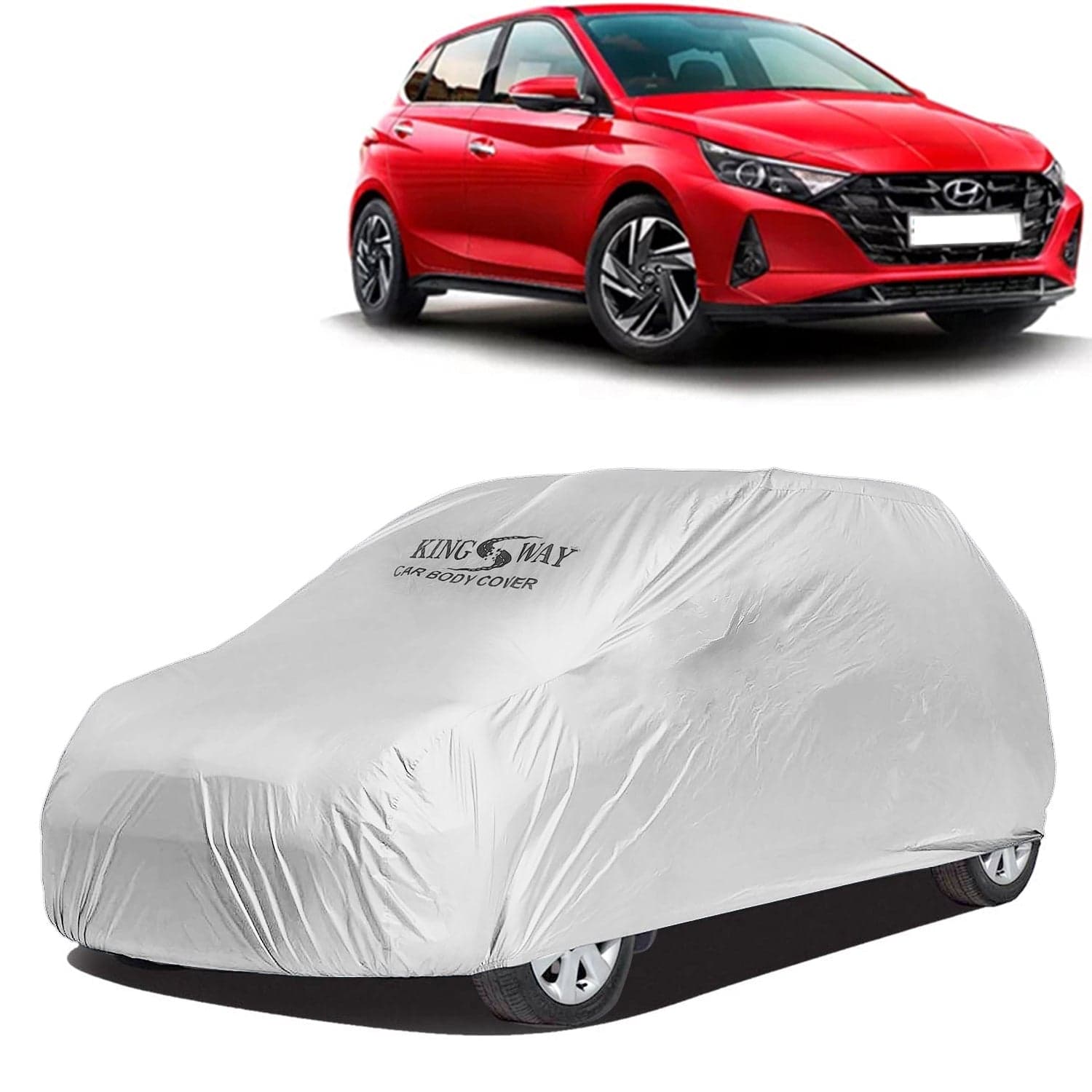 I20 Car Body Cover Dustproof for (Year 2020 Onwards) All Model, Compatible with Hyundai I20 Car Cover, Comes with Bird Droppings, Scratch, UV and Paint Protection, Silver Matty