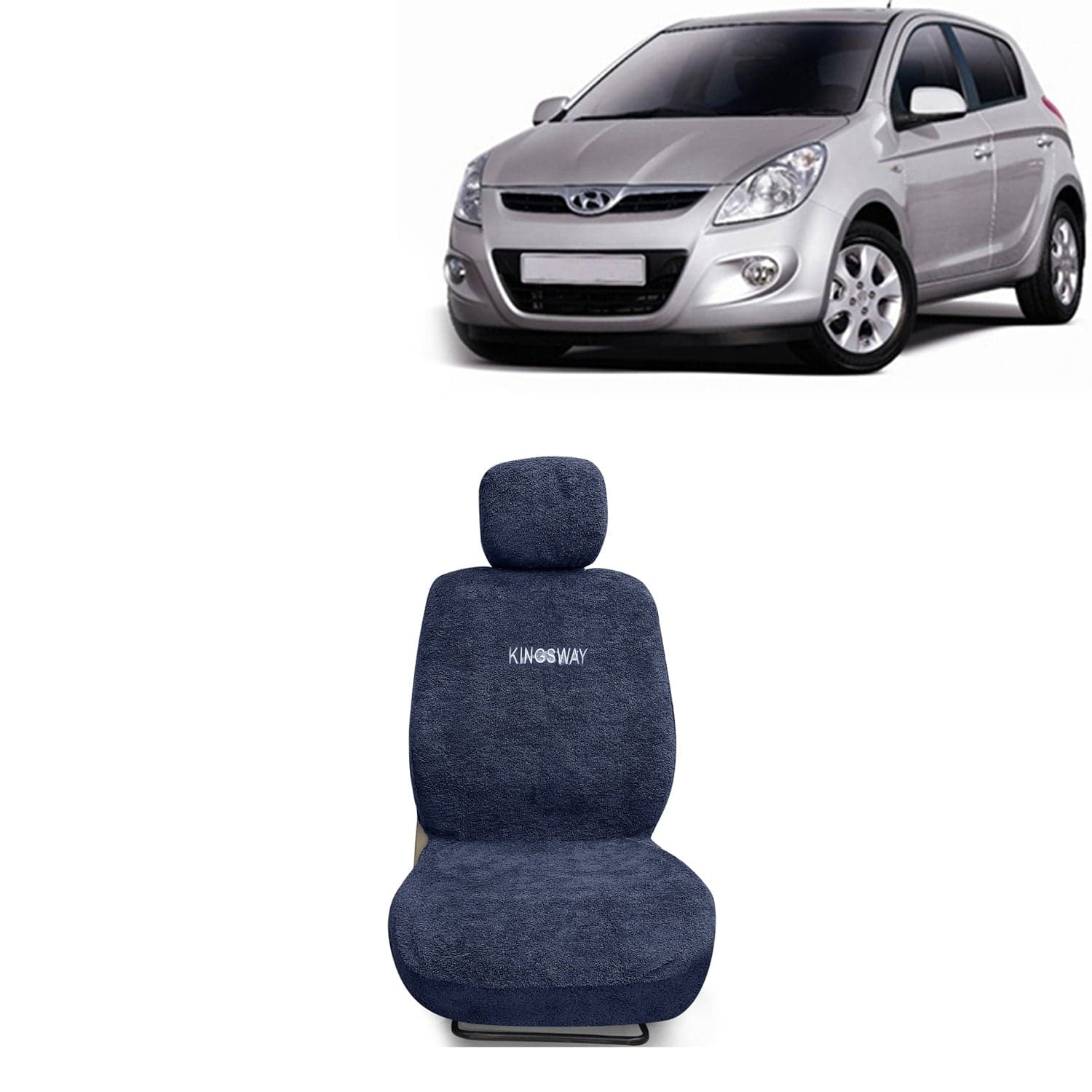 I20 Seat Cover for (Year 2008 to 2011) All Model, Towel Fabric Car Seat Covers Compatible with Hyundai I20, Complete Set (Car Specific Front + Rear Seat Covers), Grey Color