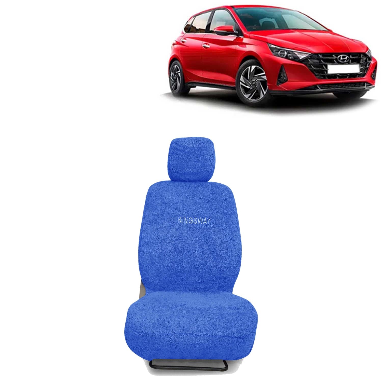 I20 Seat Cover for (Year 2020 Onwards) All Model, Towel Fabric Car Seat Covers Compatible with Hyundai I20, Complete Set (Car Specific Front + Rear Seat Covers), Blue Color