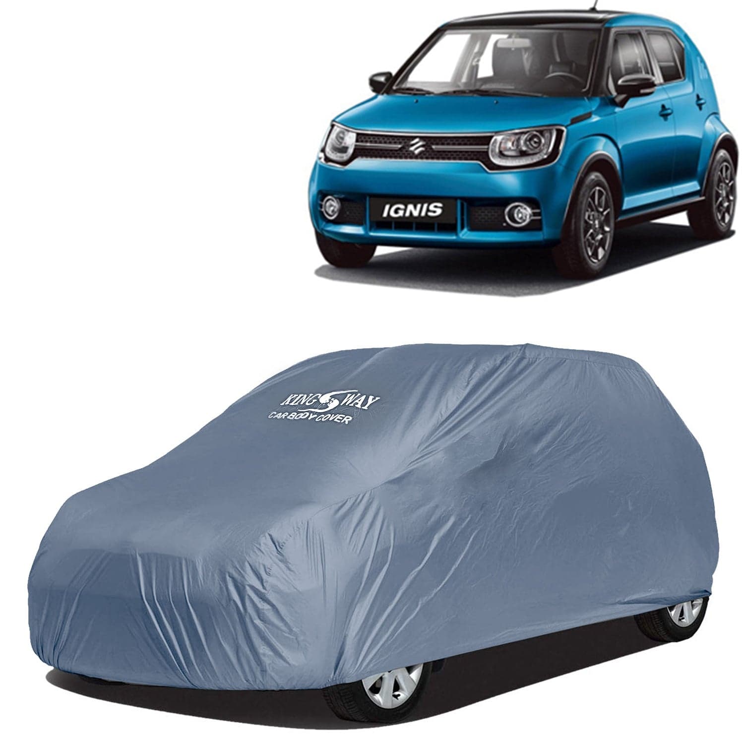 Ignis Car Body Cover Dustproof for (Year 2016 Onwards) All Model, Compatible with Maruti Suzuki Ignis Car Cover, Comes with Bird Droppings, Scratch, UV and Paint Protection, Grey Matty