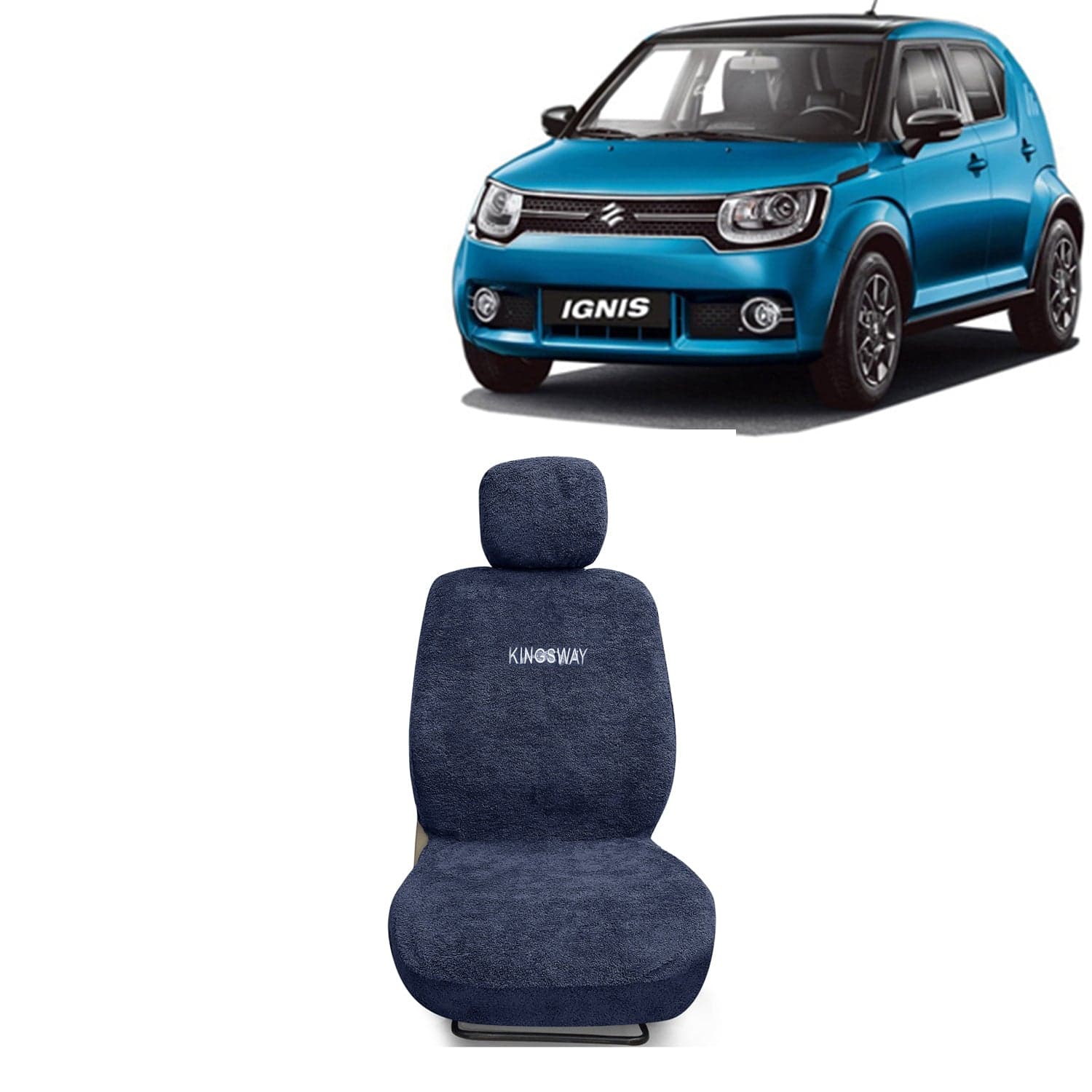 Ignis Seat Cover for (Year 2016 Onwards) All Model, Towel Fabric Car Seat Covers Compatible with Maruti Suzuki Ignis, Complete Set (Car Specific Front + Rear Seat Covers), Grey Color