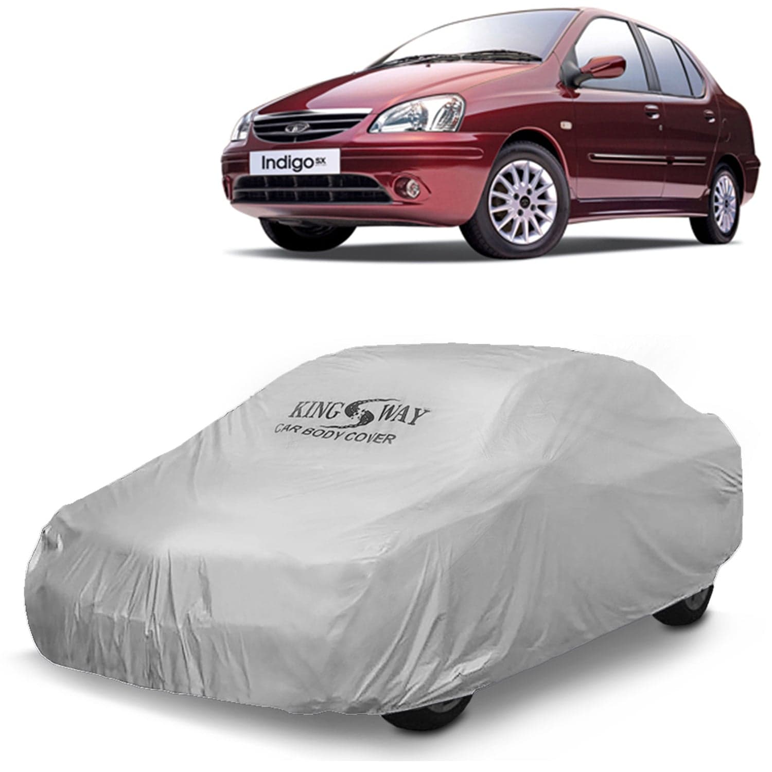 Indigo Car Body Cover Dustproof for (Year 2002 to 2009) All Model, Compatible with Tata Indigo Car Cover, Comes with Bird Droppings, Scratch, UV and Paint Protection, Silver Matty