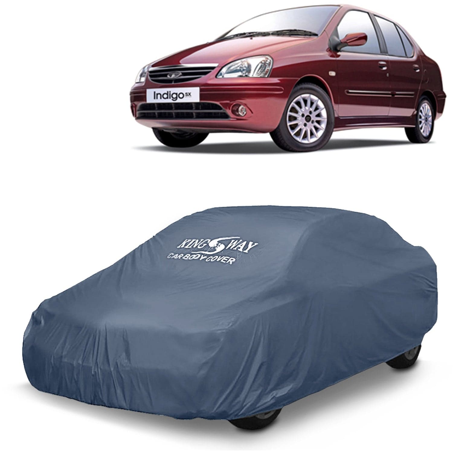 Indigo Car Body Cover Dustproof for (Year 2002 to 2009) All Model, Compatible with Tata Indigo Car Cover, Comes with Bird Droppings, Scratch, UV and Paint Protection, Grey Matty