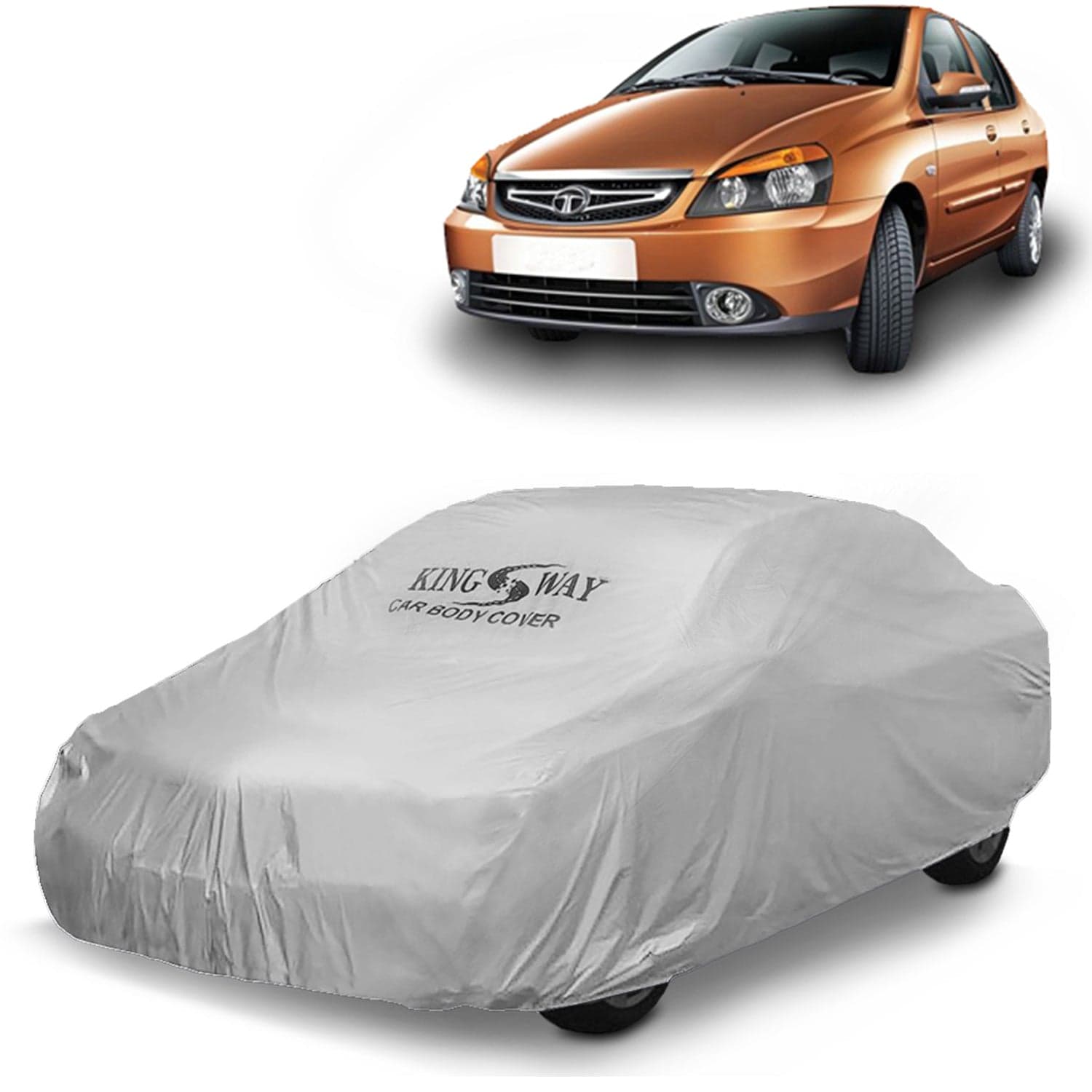 Indigo CS Car Body Cover Dustproof for (Year 2009 to 2018) All Model, Compatible with Tata Indigo CS Car Cover, Comes with Bird Droppings, Scratch, UV and Paint Protection, Silver Matty