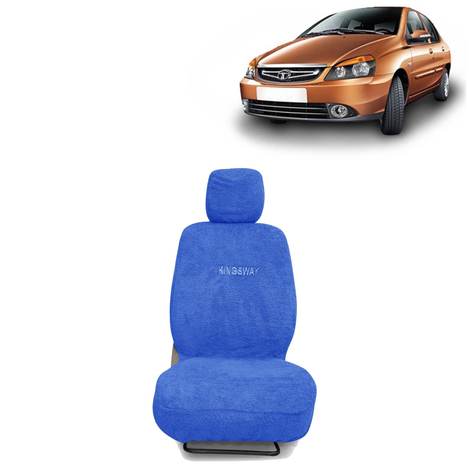 Indigo CS Seat Cover for (Year 2009 to 2018) All Model, Towel Fabric Car Seat Covers Compatible with Tata Indigo CS, Complete Set (Car Specific Front + Rear Seat Covers), Blue Color
