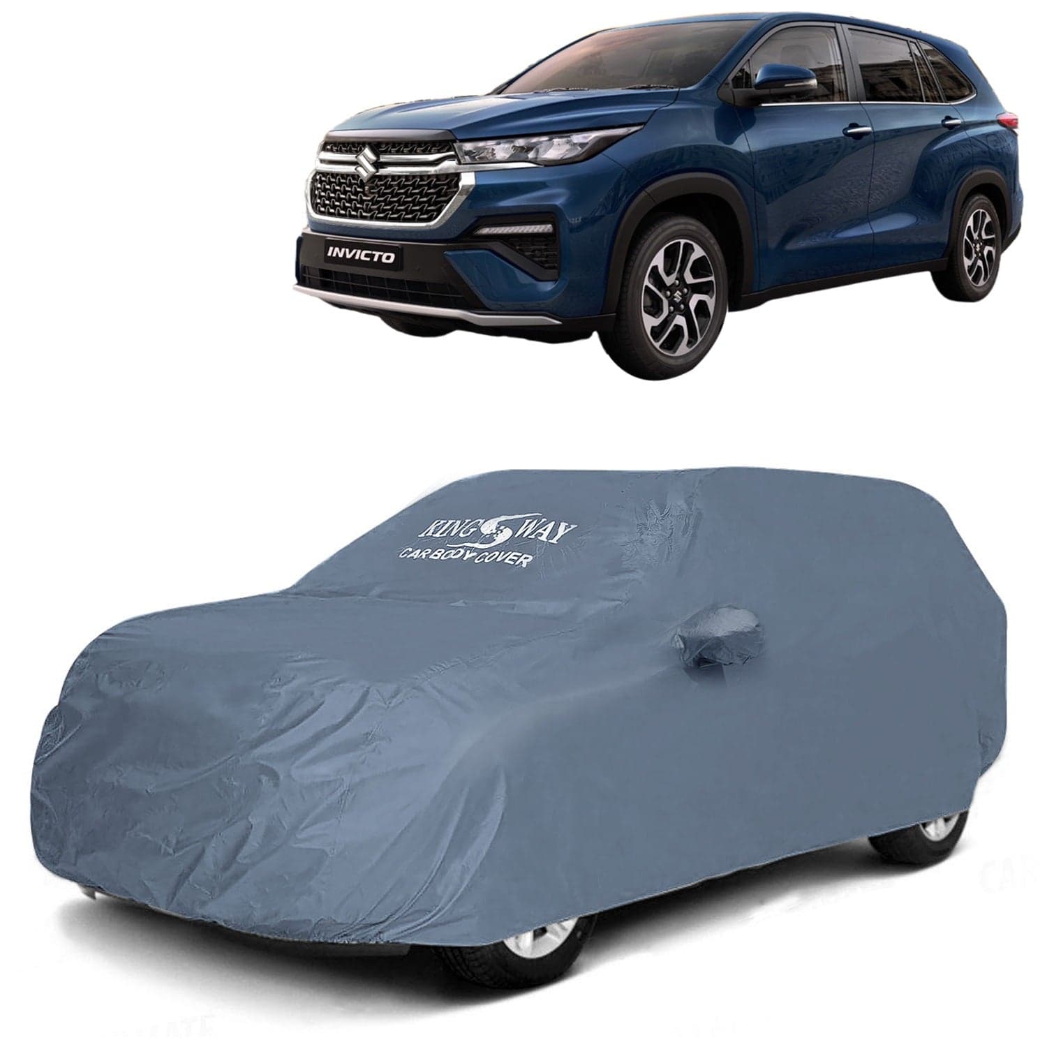 Invicto Car Body Cover Dustproof with Mirror Pockets for (Year 2023 Onwards), Compatible with Maruti Suzuki Invicto Car Cover, Comes with Bird Poop, Scratch and UV Protection, Grey Matty
