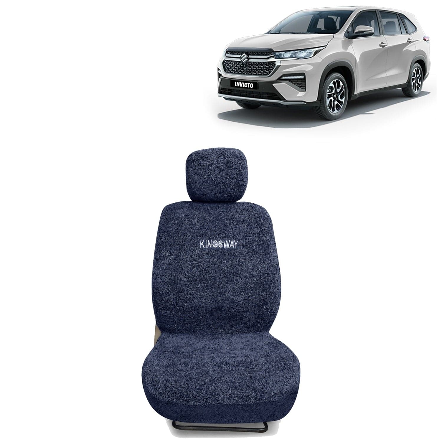 Invicto Seat Cover for (Year 2023 Onwards), Towel Fabric Car Seat Covers Compatible with Maruti Suzuki Invicto 7 Seater (Car Specific Set Front + Rear Seat Covers), Grey Color
