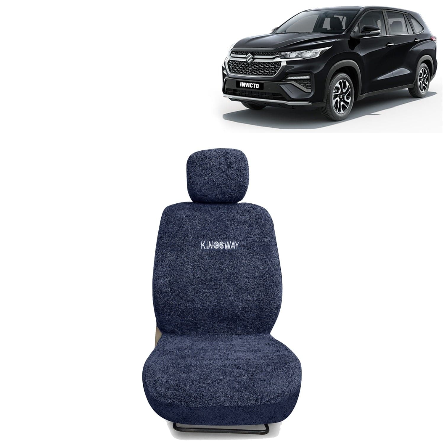 Invicto Seat Cover for (Year 2023 Onwards), Towel Fabric Car Seat Covers Compatible with Maruti Suzuki Invicto 8 Seater (Car Specific Set Front + Rear Seat Covers), Grey Color