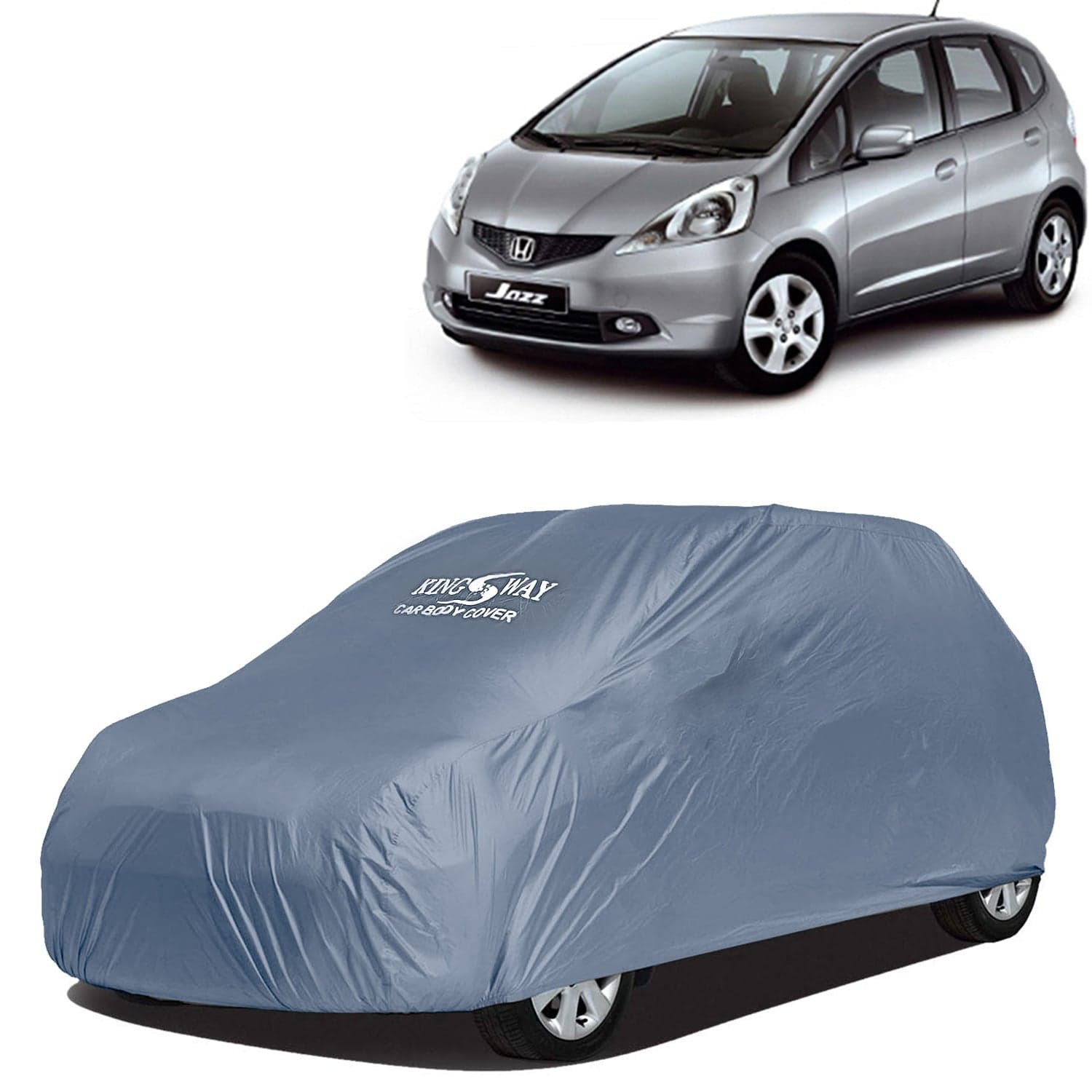 Jazz Car Body Cover Dustproof for (Year 2009 to 2014) All Model, Compatible with Honda Jazz Car Cover, Comes with Bird Droppings, Scratch, UV and Paint Protection, Grey Matty