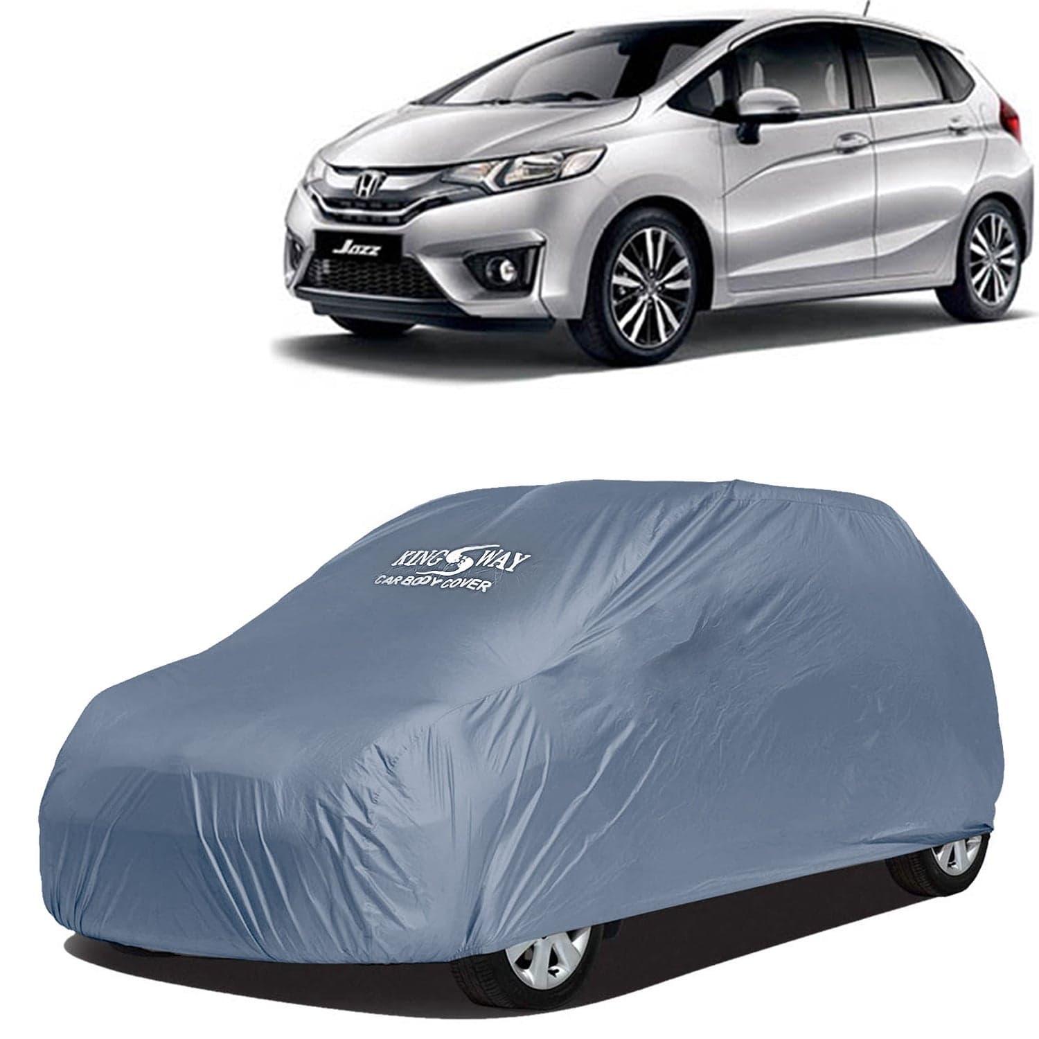 Jazz Car Body Cover Dustproof for (Year 2014 to 2018) All Model, Compatible with Honda Jazz Car Cover, Comes with Bird Droppings, Scratch, UV and Paint Protection, Grey Matty