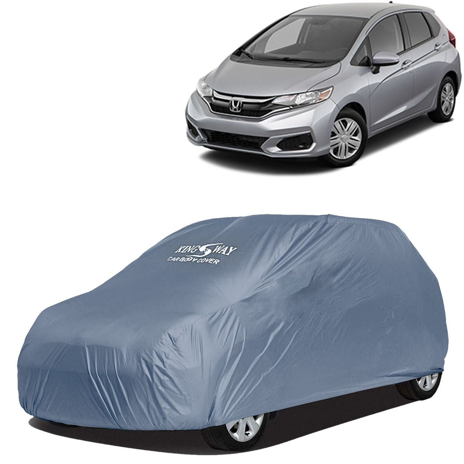 Jazz Car Body Cover Dustproof for (Year 2018 to 2023) All Model, Compatible with Honda Jazz Car Cover, Comes with Bird Droppings, Scratch, UV and Paint Protection, Grey Matty