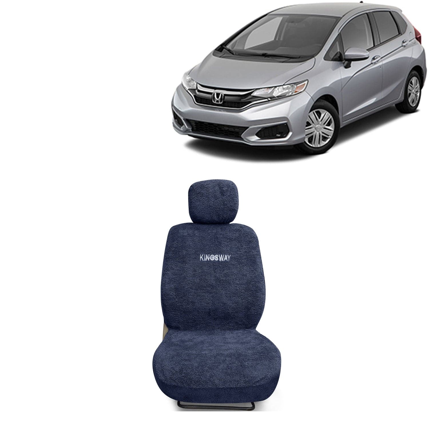 Jazz Seat Cover for (Year 2018 to 2023) All Model, Towel Fabric Car Seat Covers Compatible with Honda Jazz, Complete Set (Car Specific Front + Rear Seat Covers), Grey Color