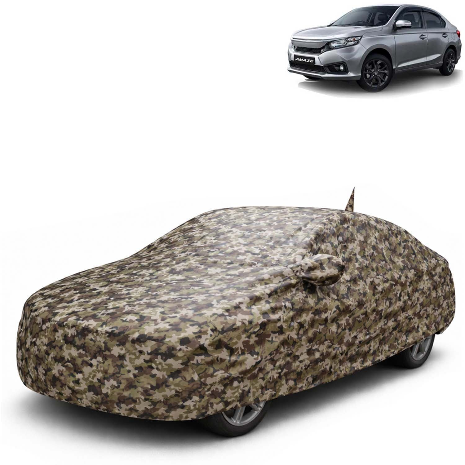 JungleTech 100% Waterproof Car Cover Only Perfect Fit with Honda Amaze (Year 2021 to 2022 - All Model) | Mirror and Antenna Pockets | Scratchproof | All Weather Car Body Cover