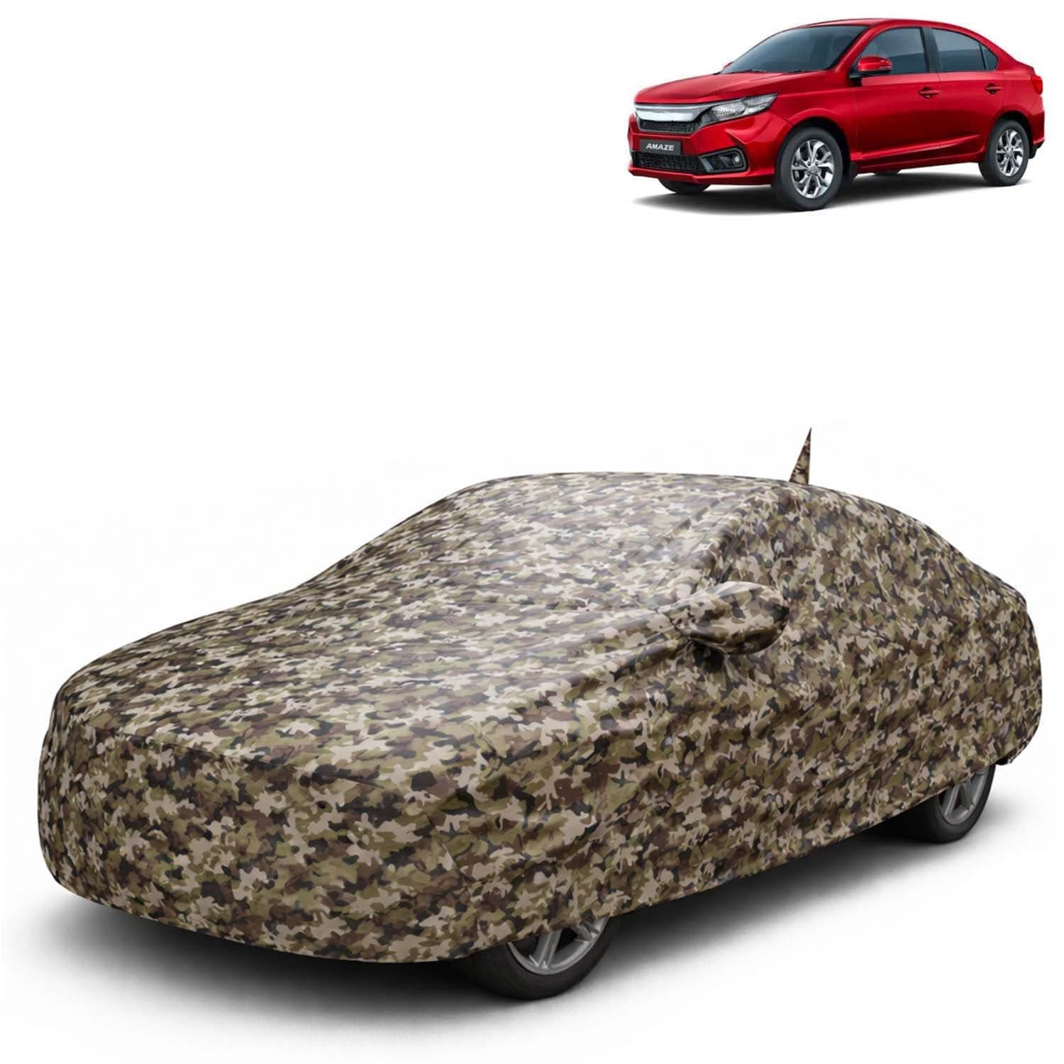 JungleTech 100% Waterproof Car Cover Only Perfect Fit with Honda Amaze (Year 2023 to 2024 - All Model) | Mirror and Antenna Pockets | Scratchproof | All Weather Car Body Cover