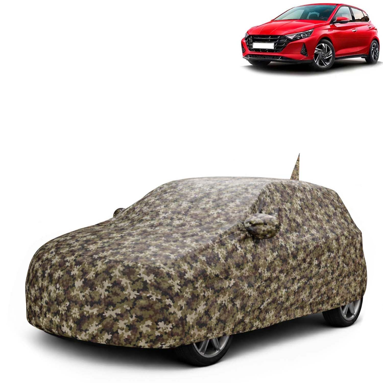 JungleTech 100% Waterproof Car Cover Only Perfect Fit with Hyundai I20 (Year 2020 Onwards - All Model) | Mirror and Antenna Pockets | Scratchproof | All Weather Car Body Cover