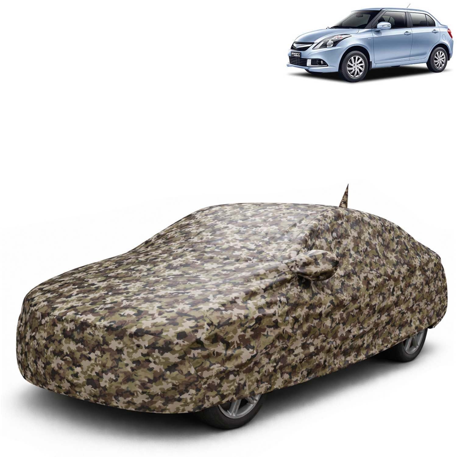 JungleTech 100% Waterproof Car Cover Only Perfect Fit with Maruti Suzuki Swift Dzire (Year 2012 to 2017 - All Model) | Mirror and Antenna Pockets | Scratchproof | All Weather Car Body Cover
