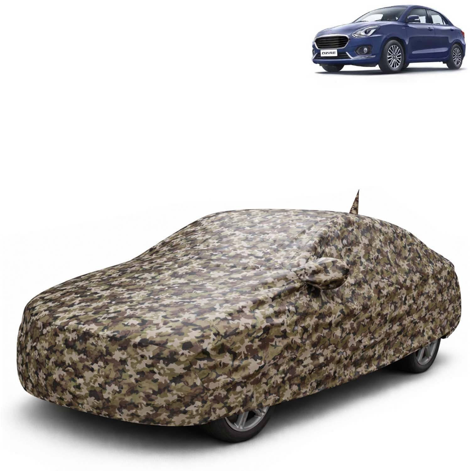 JungleTech 100% Waterproof Car Cover Only Perfect Fit with Maruti Suzuki Swift Dzire (Year 2017 to 2019 - All Model) | Mirror and Antenna Pockets | Scratchproof | All Weather Car Body Cover