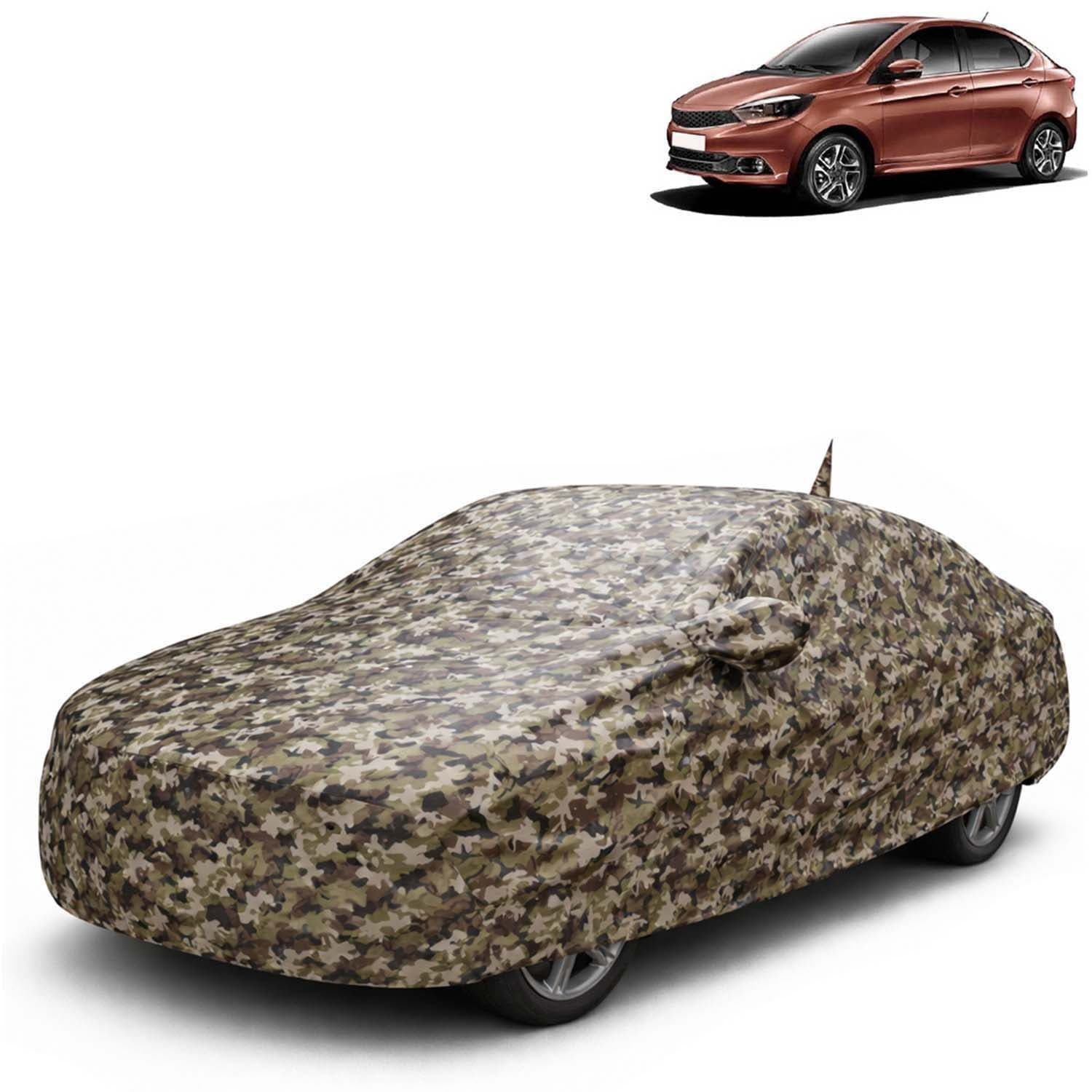 JungleTech 100% Waterproof Car Cover Only Perfect Fit with Tata Tigor (Year 2017 Onwards - All Model) | Mirror and Antenna Pockets | Scratchproof | All Weather Car Body Cover