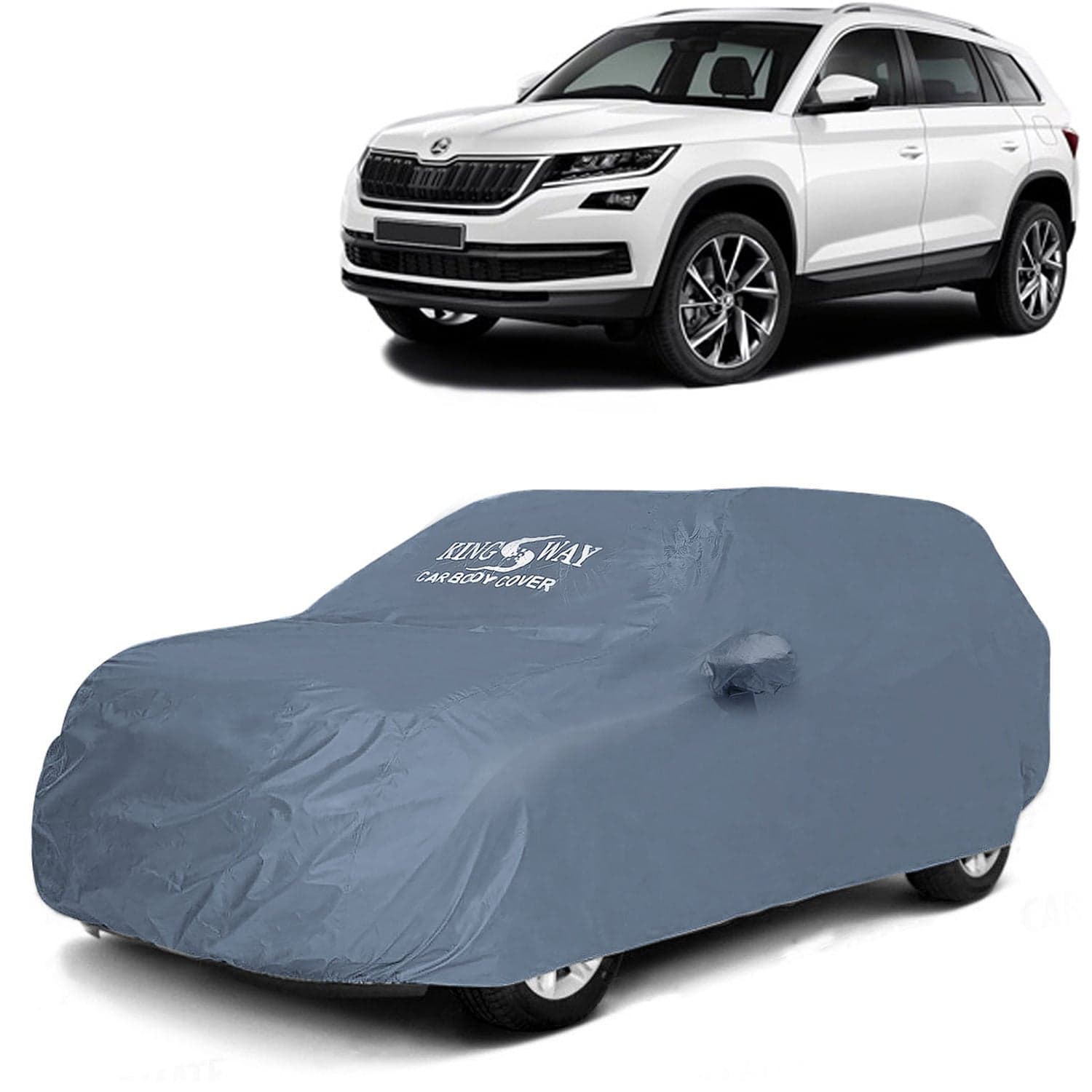 Kodiaq Car Body Cover Dustproof with Mirror Pockets for (Year 2016 to 2020), Compatible with Skoda Kodiaq Car Cover, Comes with Bird Poop, Scratch, UV and Paint Protection, Grey Matty