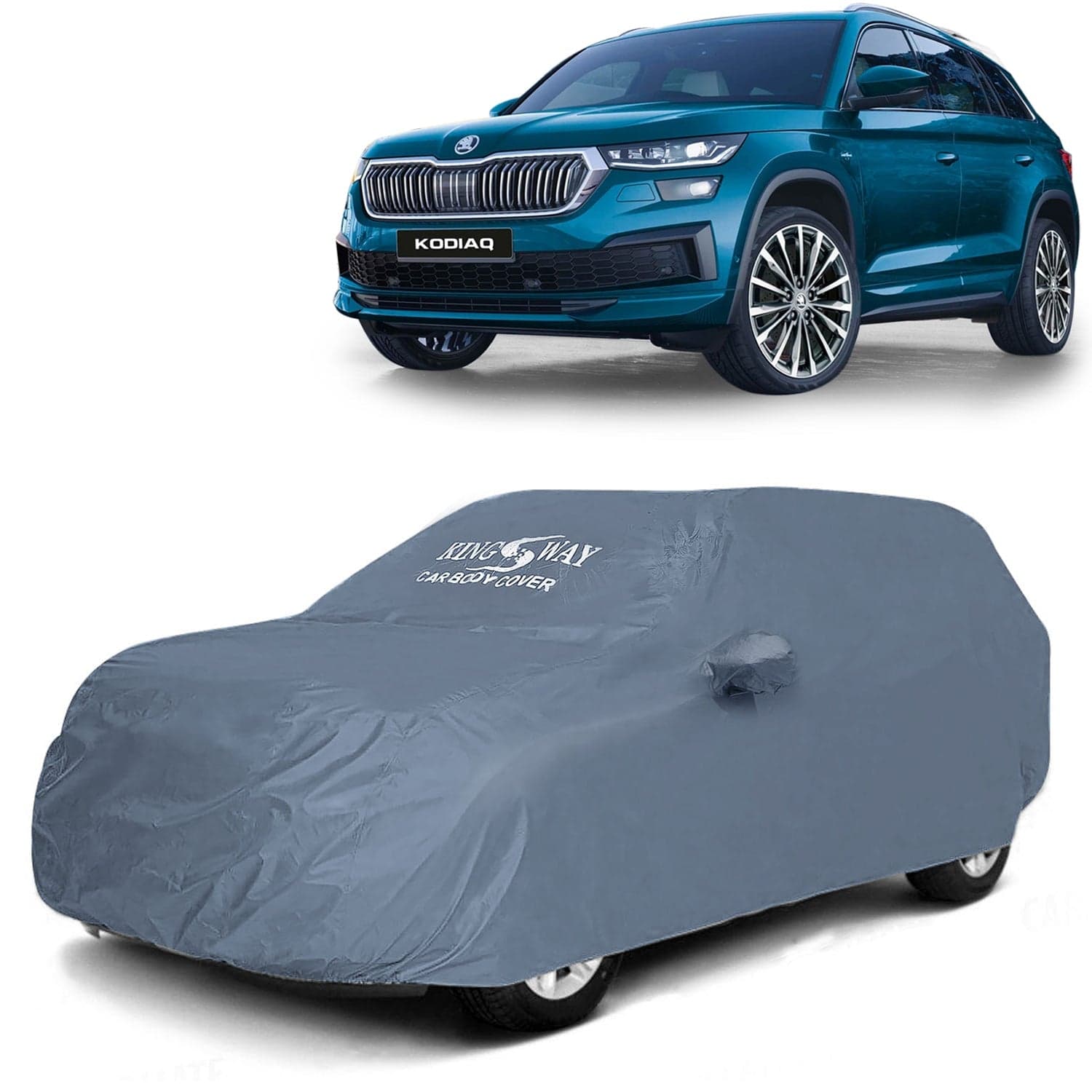 Kodiaq Car Body Cover Dustproof with Mirror Pockets for (Year 2022 Onwards), Compatible with Skoda Kodiaq Car Cover, Comes with Bird Poop, Scratch, UV and Paint Protection, Grey Matty