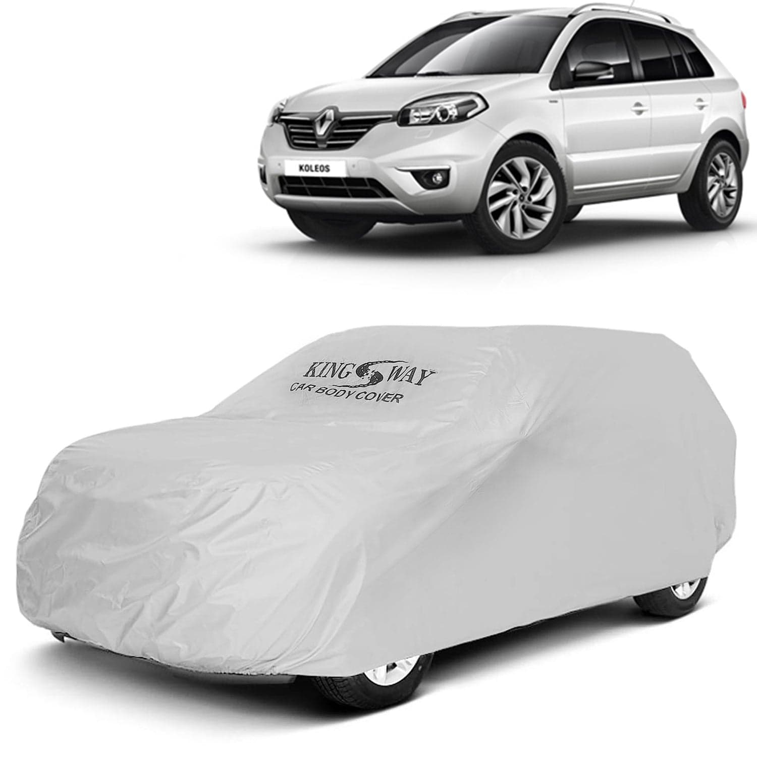 Koleos Car Body Cover Dustproof for (Year 2011 to 2016) All Model, Compatible with Renault Koleos Car Cover, Comes with Bird Droppings, Scratch, UV and Paint Protection, Silver Matty