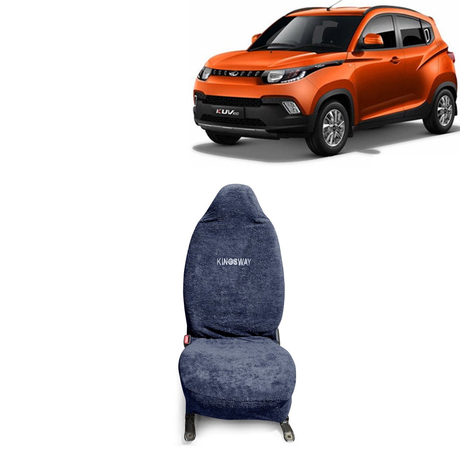 KUV 100 Seat Cover for (Year 2016 to 2021) All Model, Towel Fabric Car Seat Covers Compatible with Mahindra KUV 100, Complete Set (Car Specific Front + Rear Seat Covers), Grey Color