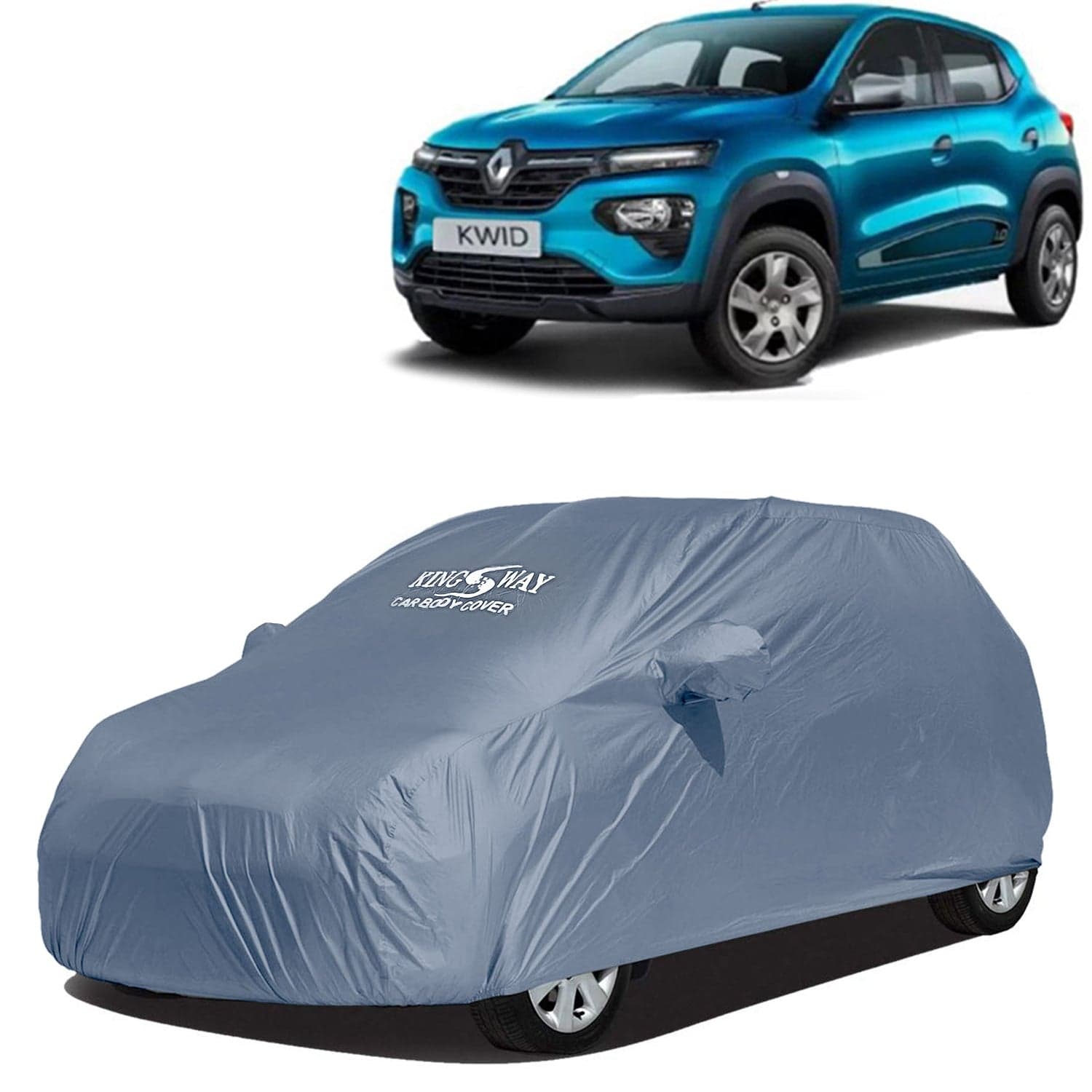 Kwid Car Body Cover Dustproof with Mirror Pockets for (Year 2019 Onwards), Compatible with Renault Kwid Car Cover, Comes with Bird Poop, Scratch, UV and Paint Protection, Grey Matty