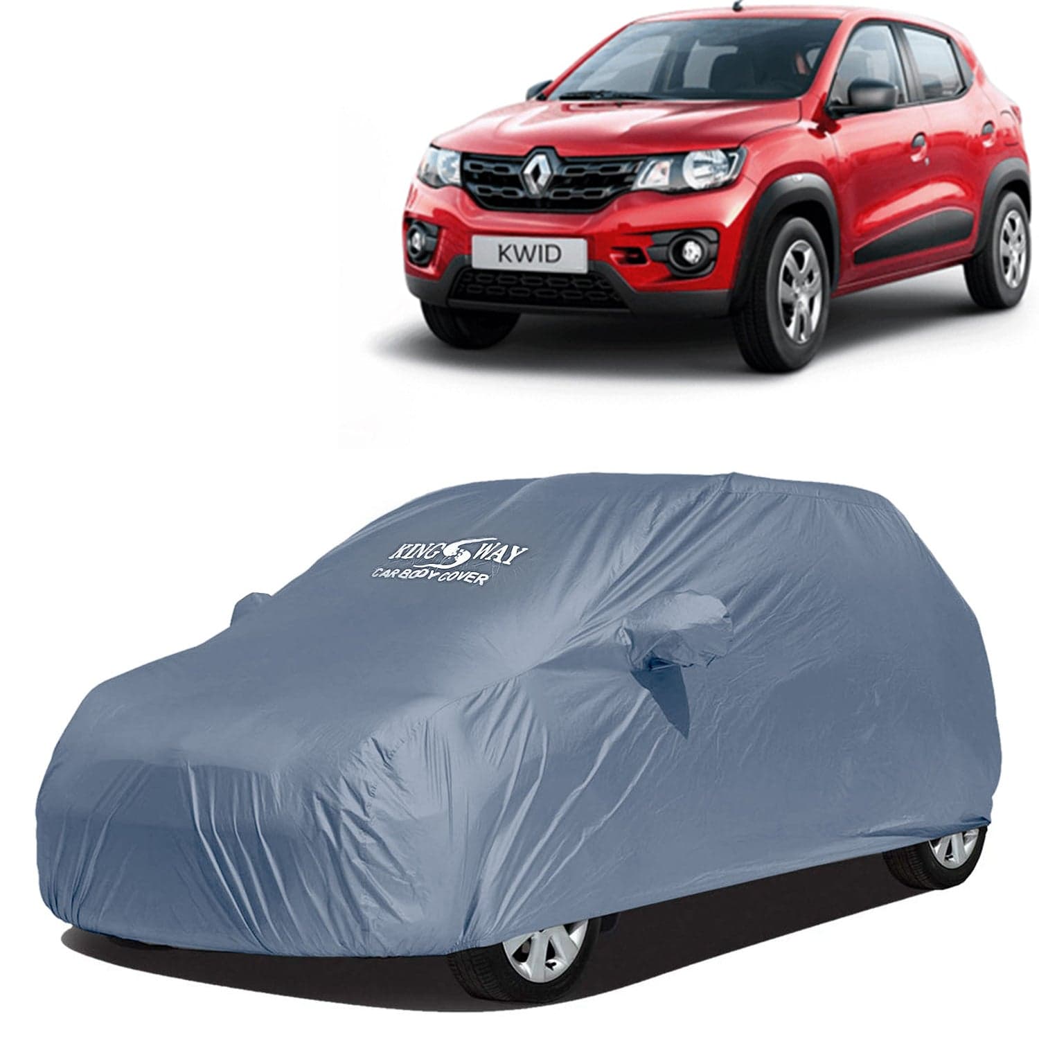 Kwid Car Body Cover Dustproof with Mirror Pockets for (Year 2015 to 2018), Compatible with Renault Kwid Car Cover, Comes with Bird Poop, Scratch, UV and Paint Protection, Grey Matty