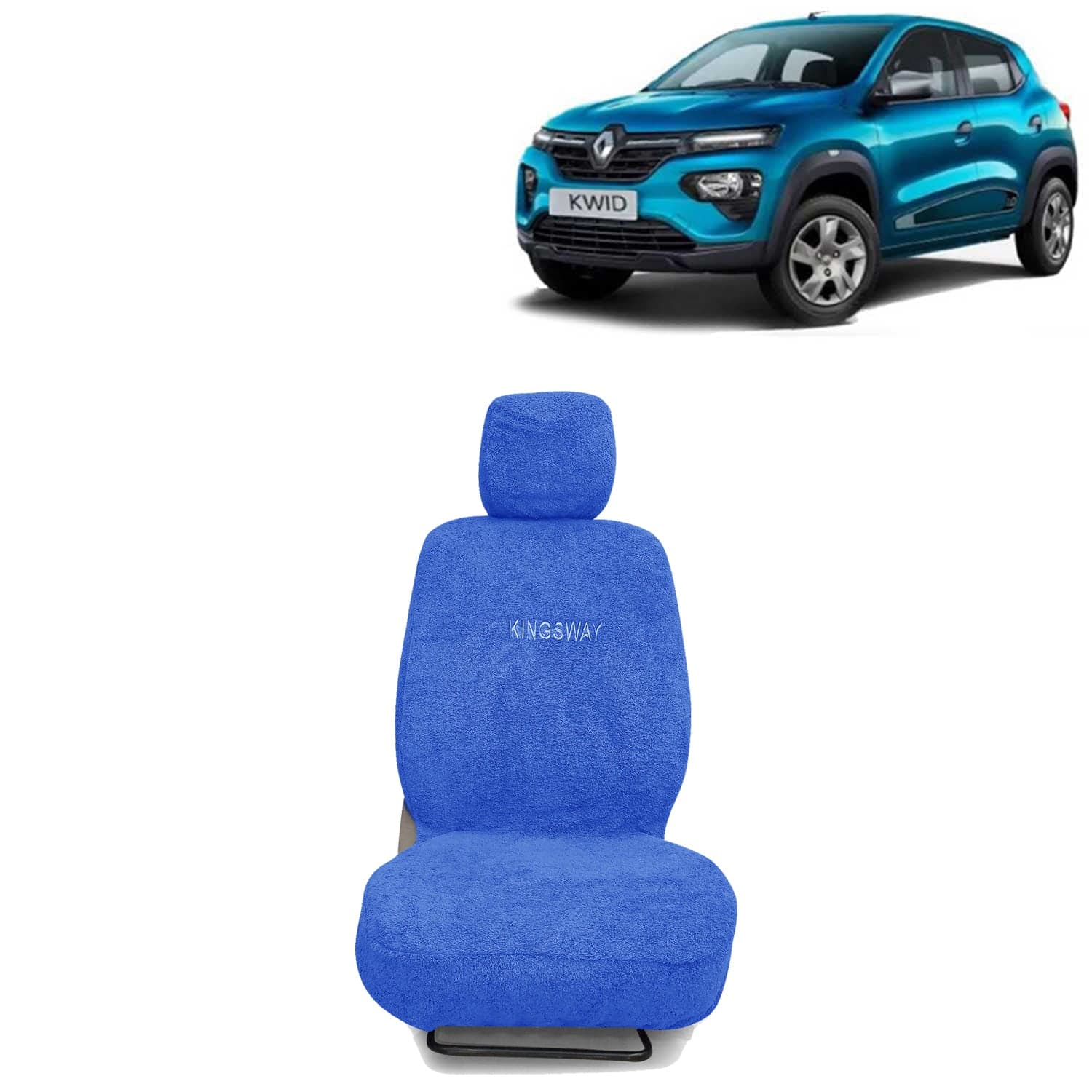 Kwid Seat Cover for (Year 2019 Onwards) All Model, Towel Fabric Car Seat Covers Compatible with Renault Kwid, Complete Set (Car Specific Front + Rear Seat Covers), Blue Color
