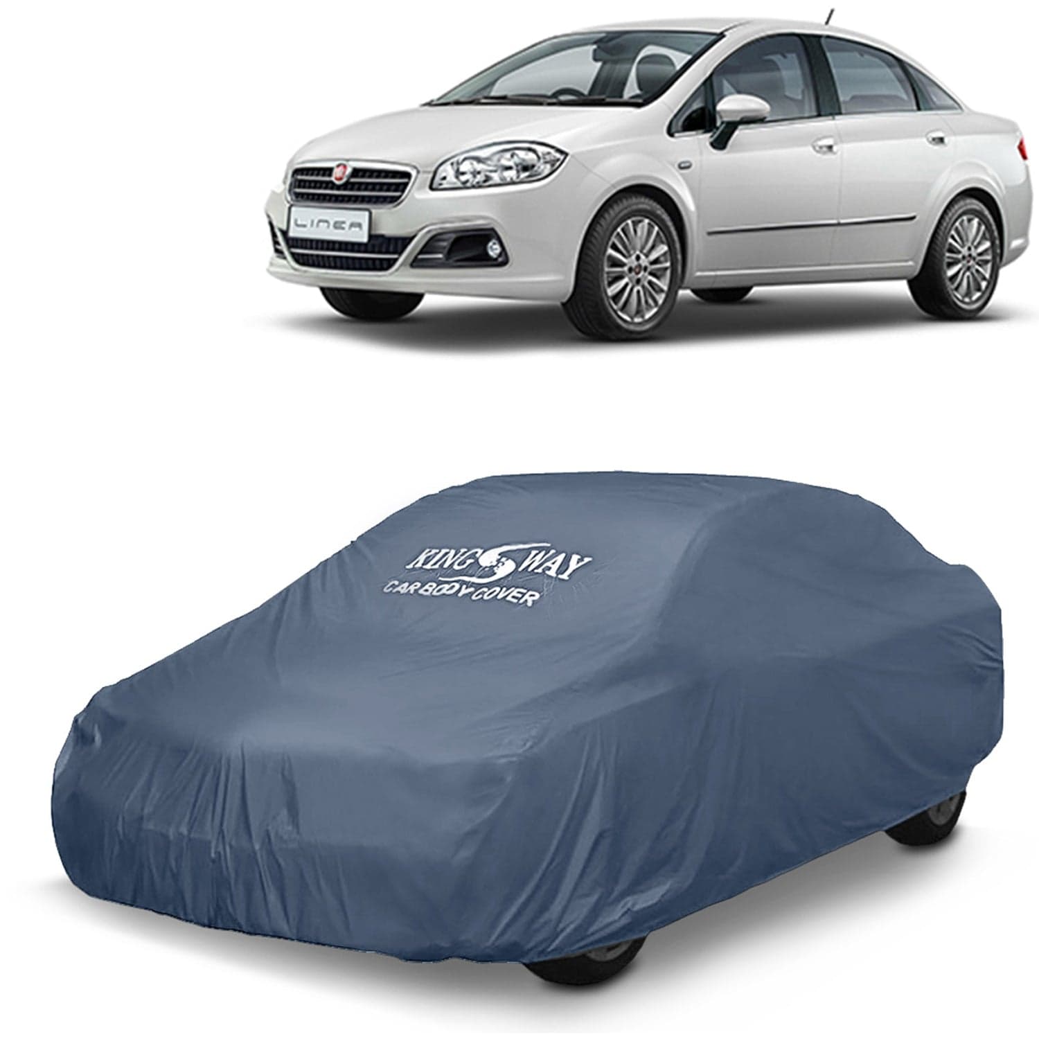 Linea Car Body Cover Dustproof for (Year 2009 to 2019) All Model, Compatible with Fiat Linea Car Cover, Comes with Bird Droppings, Scratch, UV and Paint Protection, Grey Matty