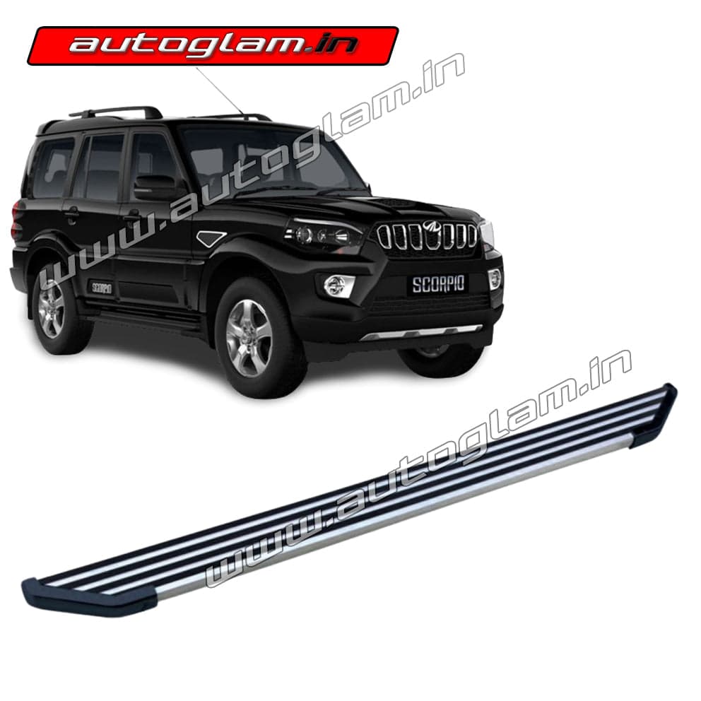 Mahindra Scorpio 2014-2022 Aluminium Foot Step, and Chrome Finish Corners | AGMS456SS