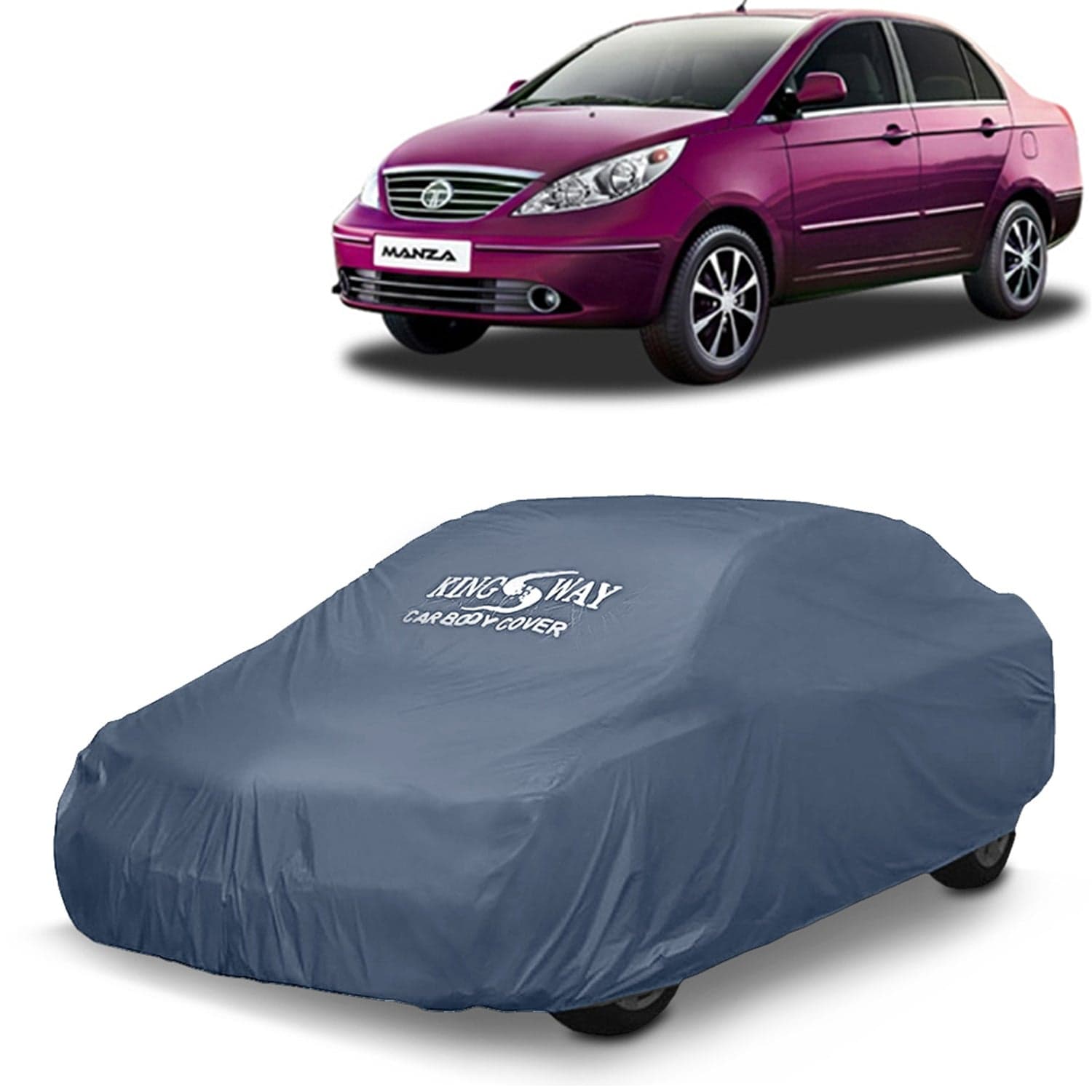 Manza Car Body Cover Dustproof for (Year 2009 to 2016) All Model, Compatible with Tata Manza Car Cover, Comes with Bird Droppings, Scratch, UV and Paint Protection, Grey Matty